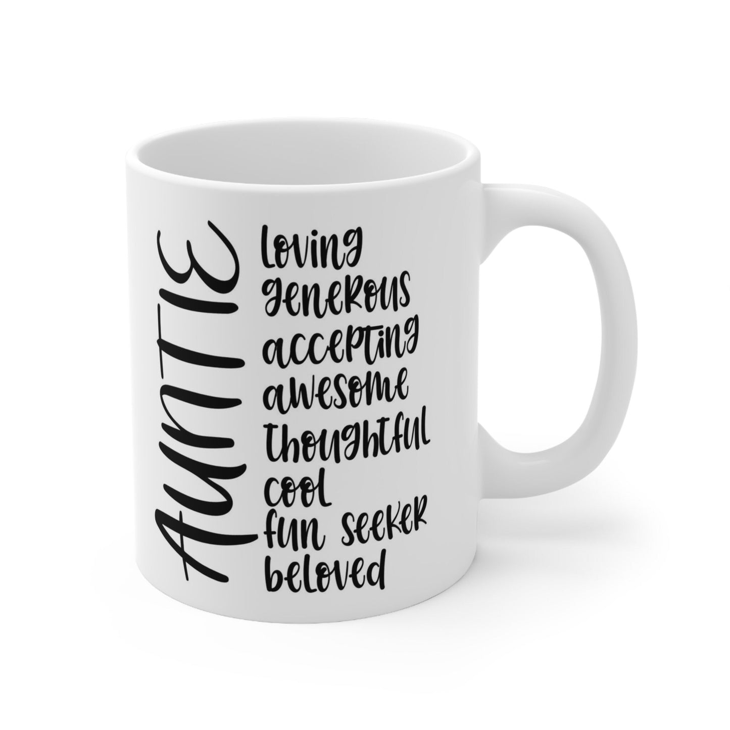 Gift Mug for Aunts, Auntie List Mug, Funny Mug, Coffee Mug, Coffee Quotes Mug, Cup for Coffee, White Ceramic Coffee 11 oz