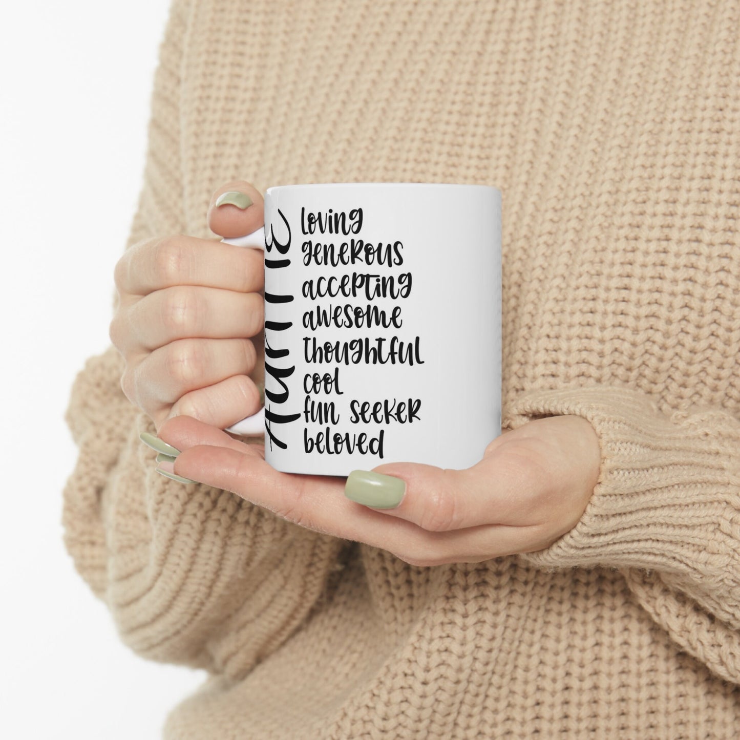 Gift Mug for Aunts, Auntie List Mug, Funny Mug, Coffee Mug, Coffee Quotes Mug, Cup for Coffee, White Ceramic Coffee 11 oz