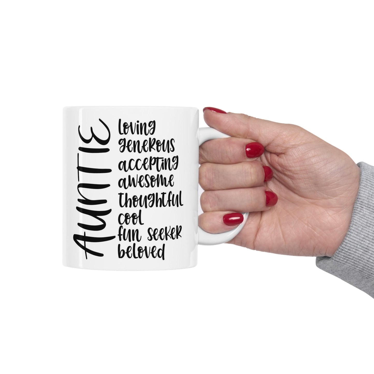 Gift Mug for Aunts, Auntie List Mug, Funny Mug, Coffee Mug, Coffee Quotes Mug, Cup for Coffee, White Ceramic Coffee 11 oz