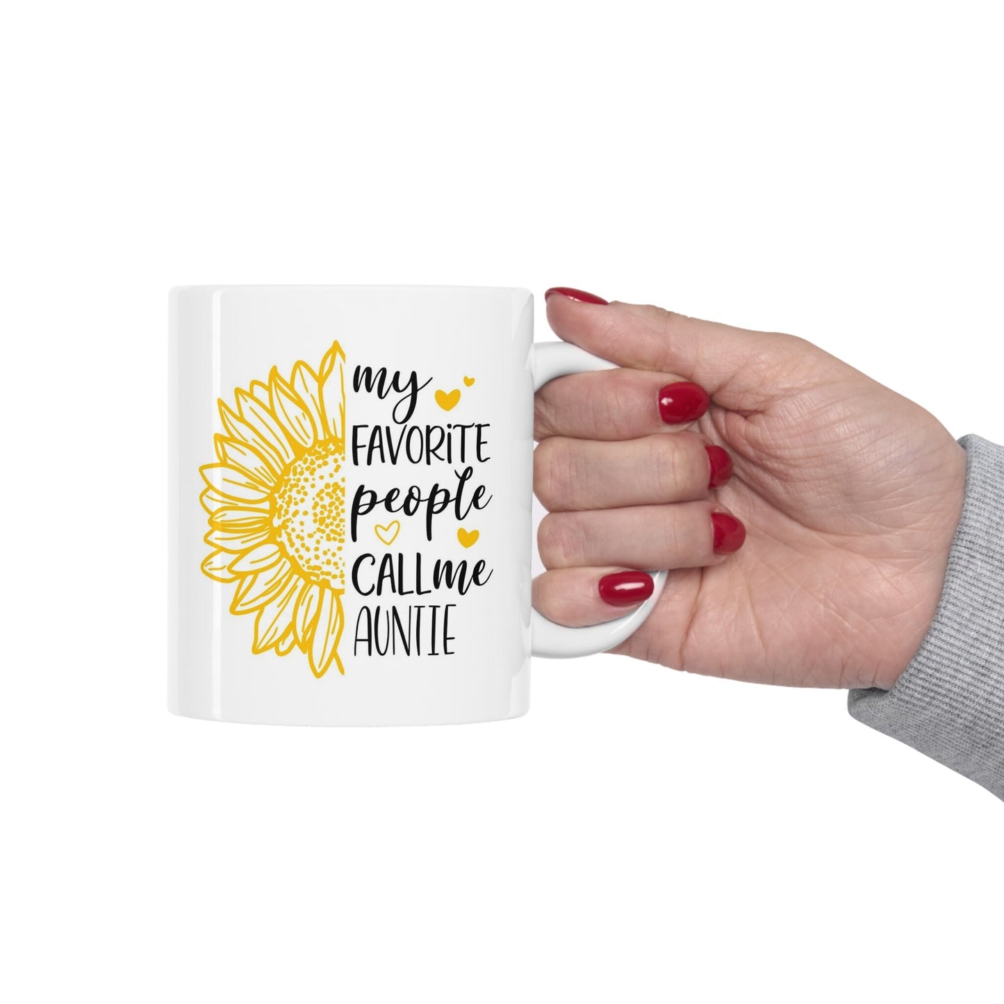 Gift Mug for Aunts, Auntie Sunflower Mug, Funny Mug, Gift Coffee Mug, Coffee Quotes Mug, Cup for Coffee, White Ceramic Coffee Mug