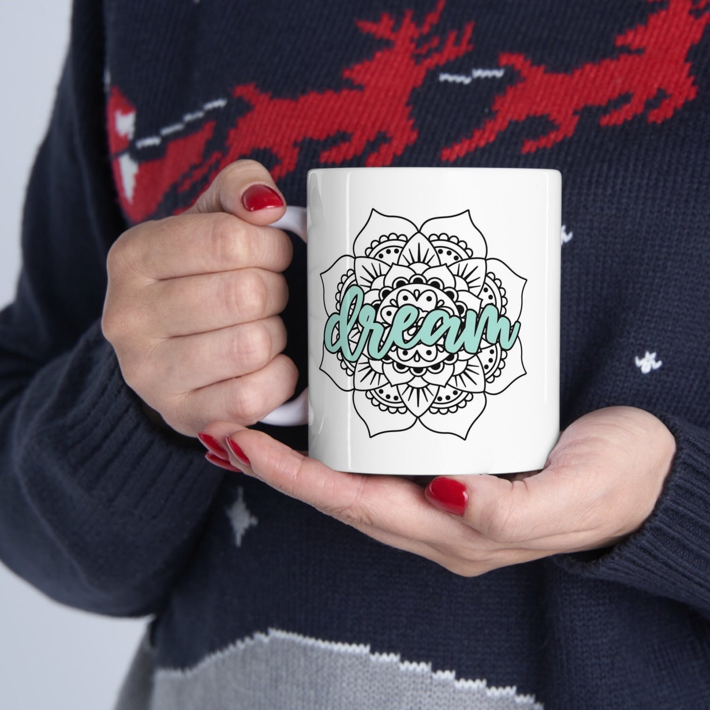 Tasse Mandala de rêve, tasse à café cadeau, tasse inspirante, tasse à citations de café, tasse à café ou à thé, tasse à café en céramique 11 oz