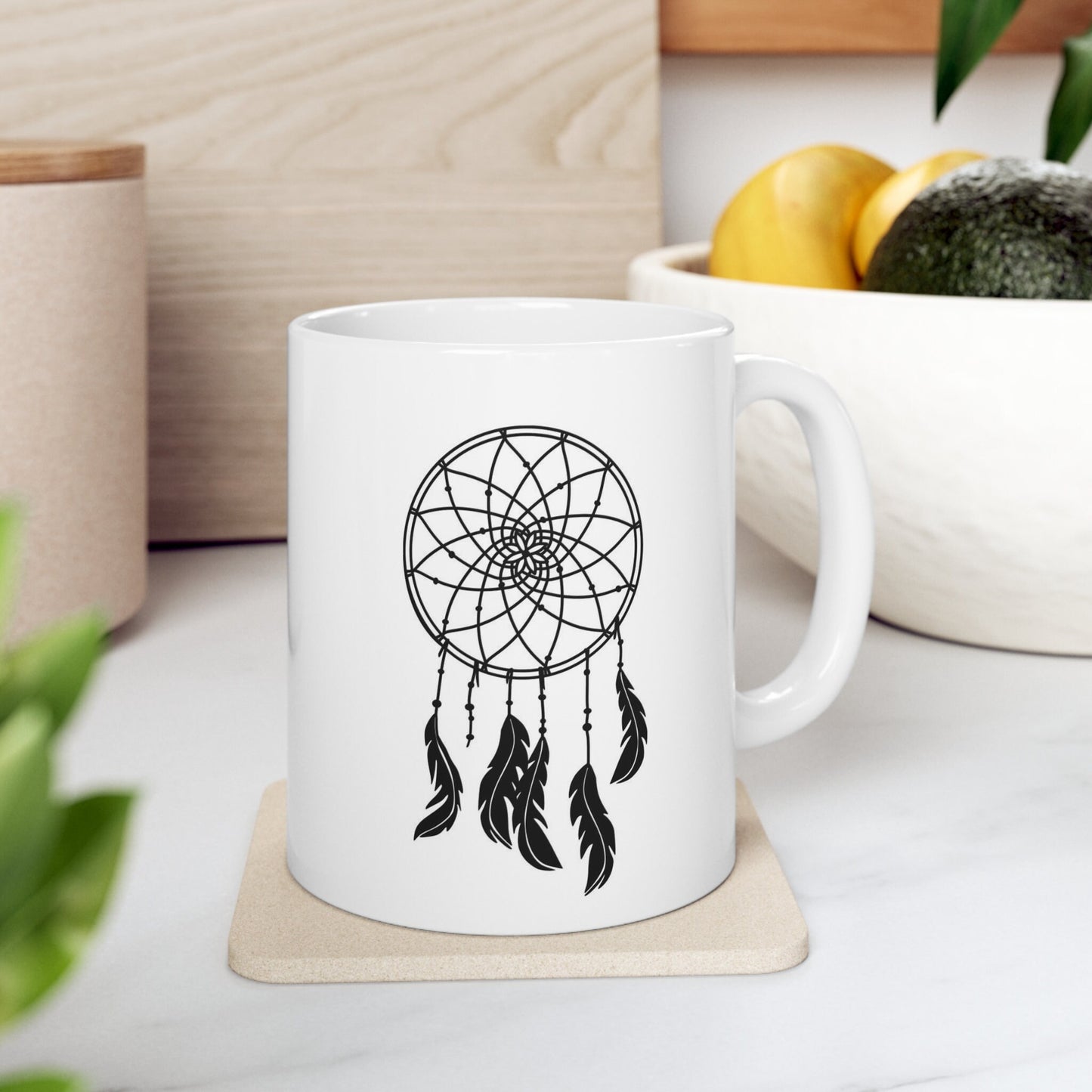 Dreamcatcher Mug, Boho Mug, Birthday Gift Mug, Inspirational Mug, White Ceramic Coffee Mug 11oz, Customized Mug, Cup Mug for Tea or Coffee