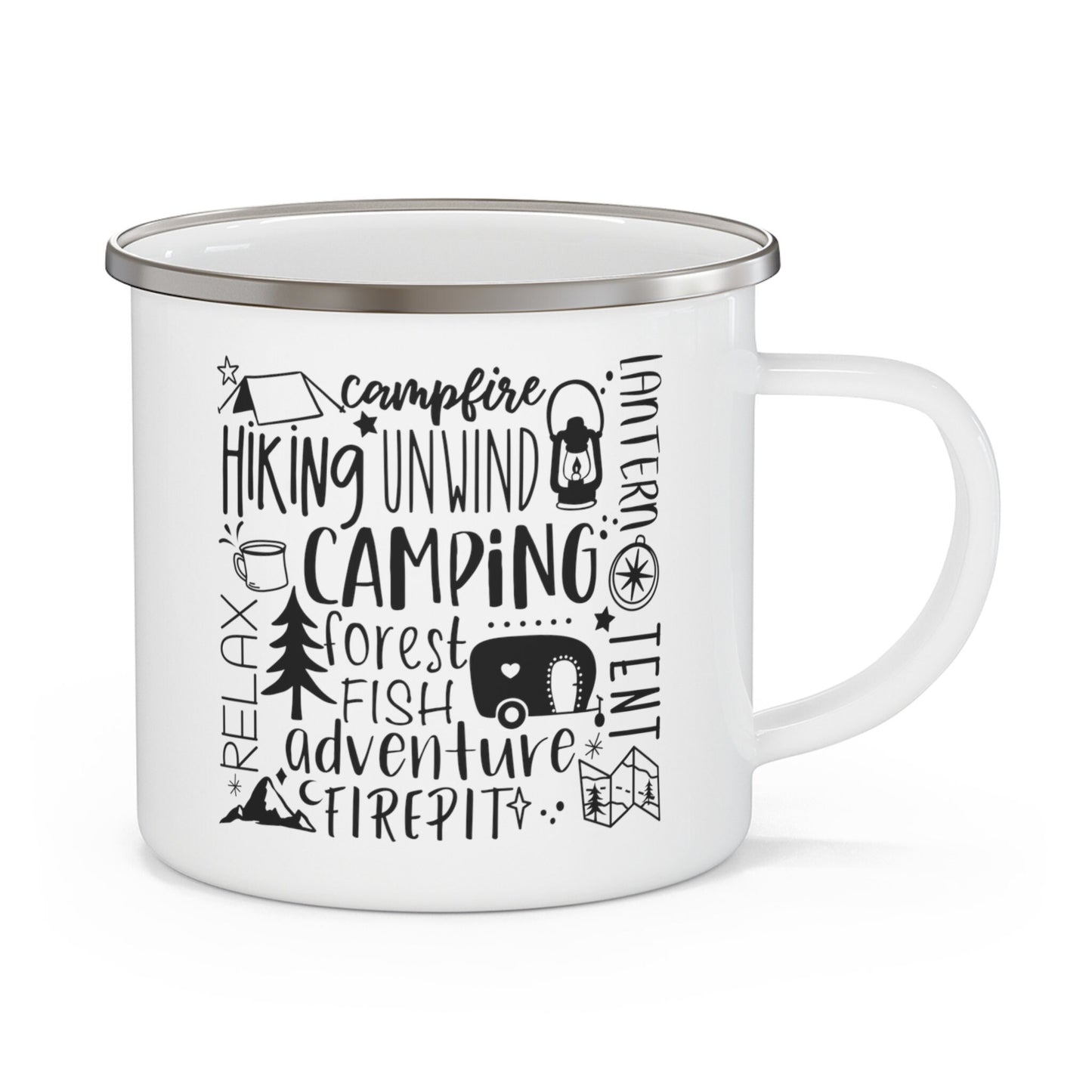 Camping Subway Enamel Camping Mug, Gift Mug, Inspirational Camping Mug, Mug with Camping Quotes, Stainless Steel Camping Mug 12oz