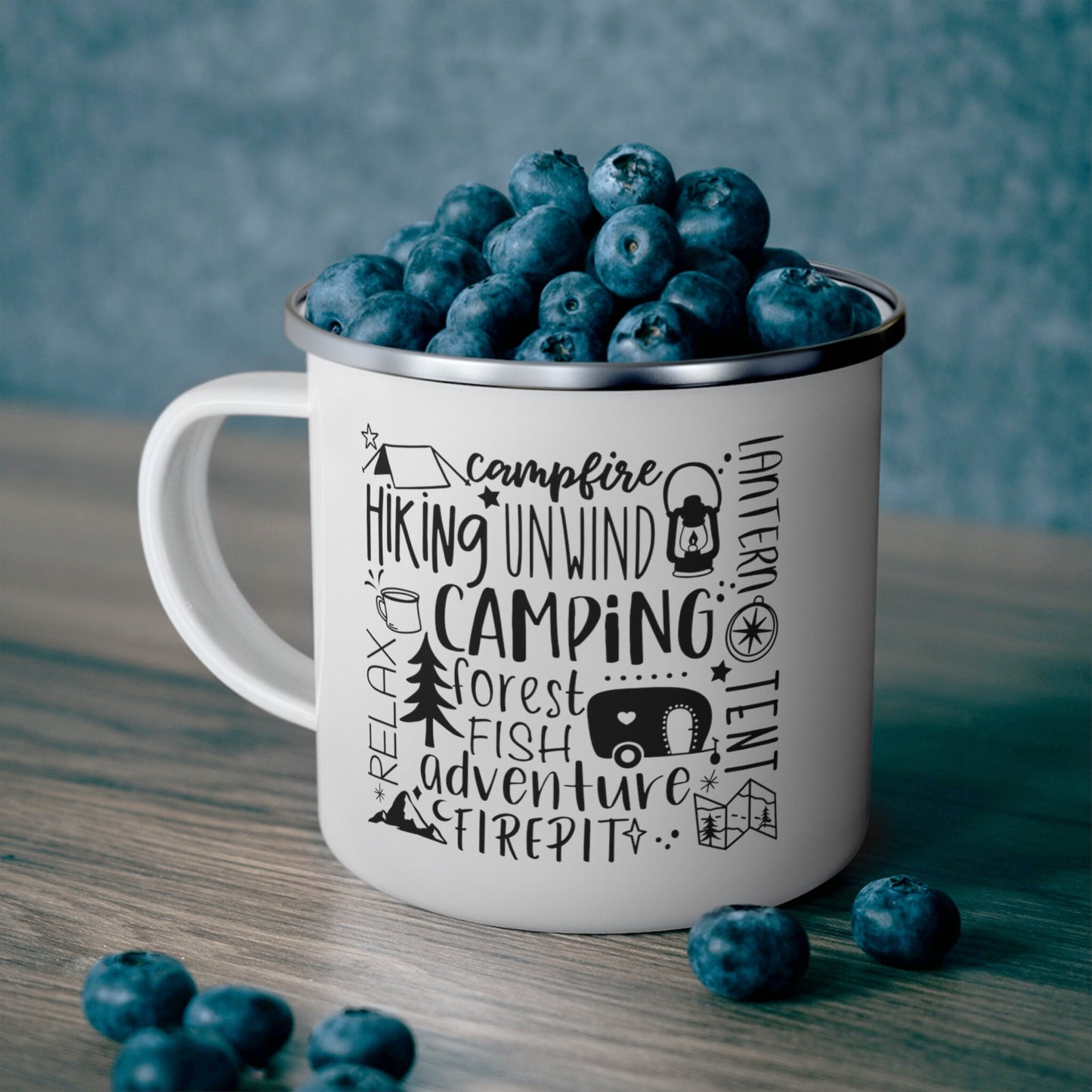 Camping Subway Enamel Camping Mug, Gift Mug, Inspirational Camping Mug, Mug with Camping Quotes, Stainless Steel Camping Mug 12oz