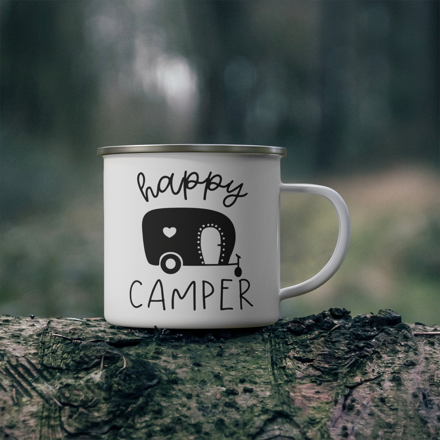 Happy Camper Camping Mug, Gift Coffee Mug, Inspirational Camping Mug, Mug with Quotes, Stainless Steel Camping Mug 12oz
