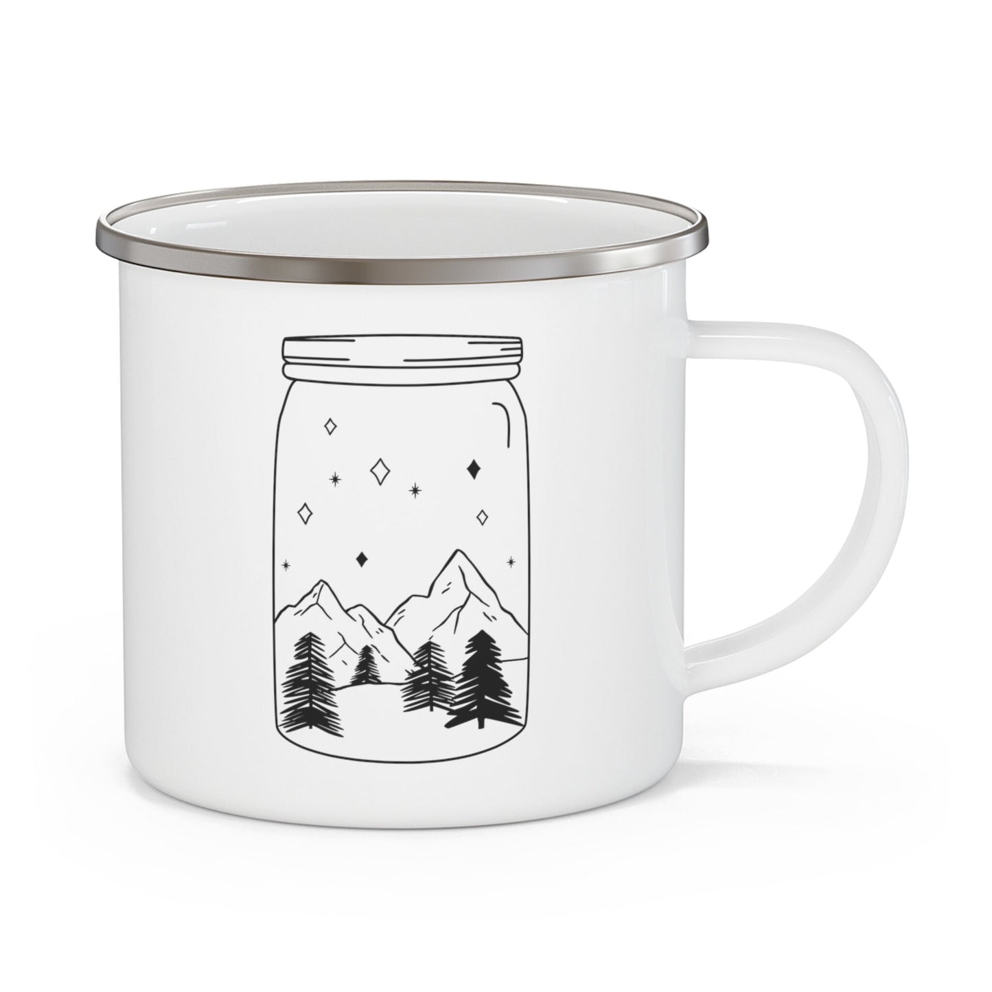Tasse de camping Mason Jar Mountains, tasse à café cadeau, tasse de camping inspirante, tasse de voyage, tasse de camping en acier inoxydable 12 oz