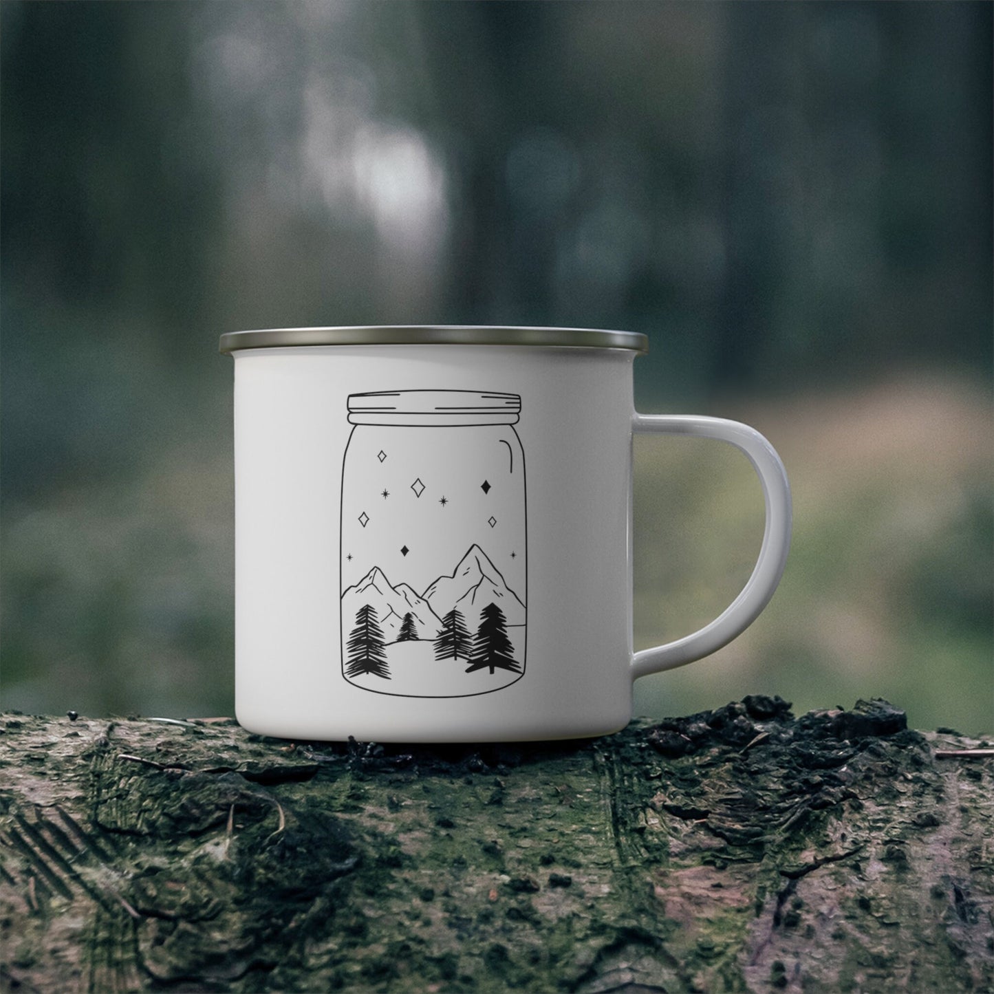 Tasse de camping Mason Jar Mountains, tasse à café cadeau, tasse de camping inspirante, tasse de voyage, tasse de camping en acier inoxydable 12 oz