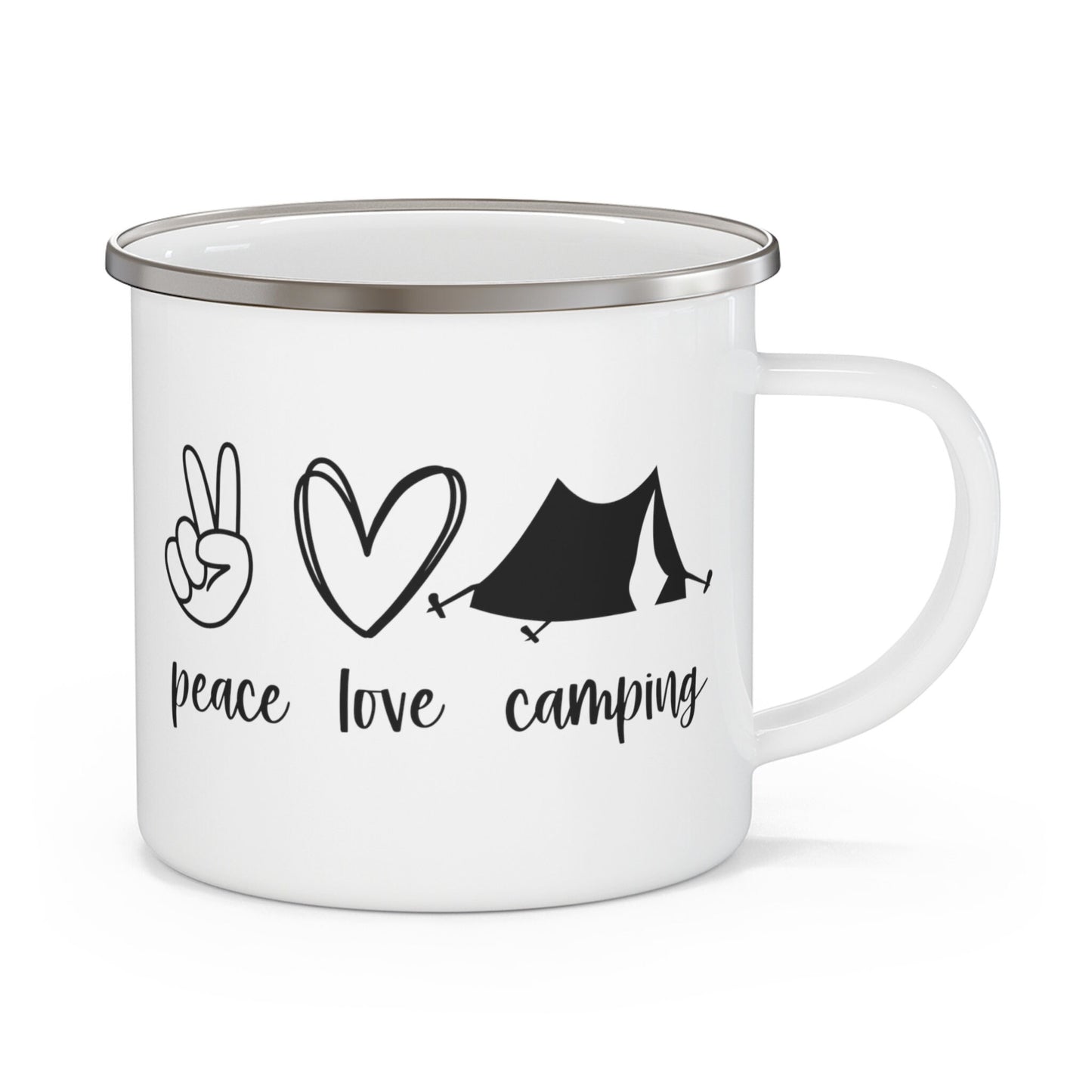 Peace Love Camping Mug, Gift Coffee Traveling Mug, Inspirational Camping Mug, Travel Mug, Stainless Steel Camping Mug 12oz