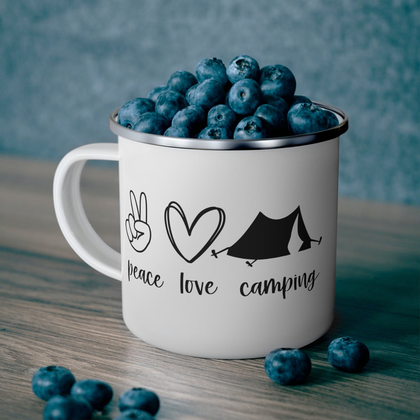 Peace Love Camping Mug, Gift Coffee Traveling Mug, Inspirational Camping Mug, Travel Mug, Stainless Steel Camping Mug 12oz