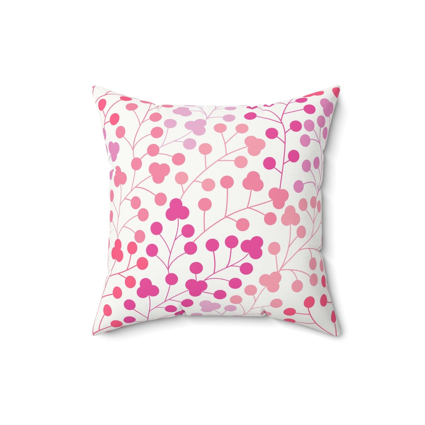 Pink Leaves Pattern Pillow, Spun Polyester Square Pillow, Decorative Cushion and Pillow for Room Decor