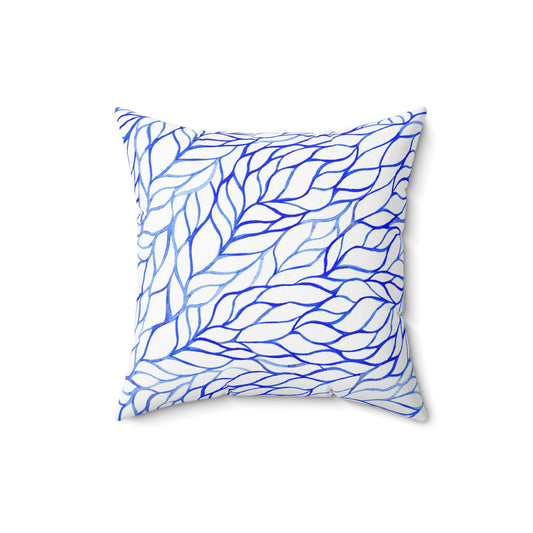 Watercolor Waves Pattern Pillow, Spun Polyester Square Pillow, Hand Drawn Pattern Decorative Cushion and Pillow, Double Sided Printing