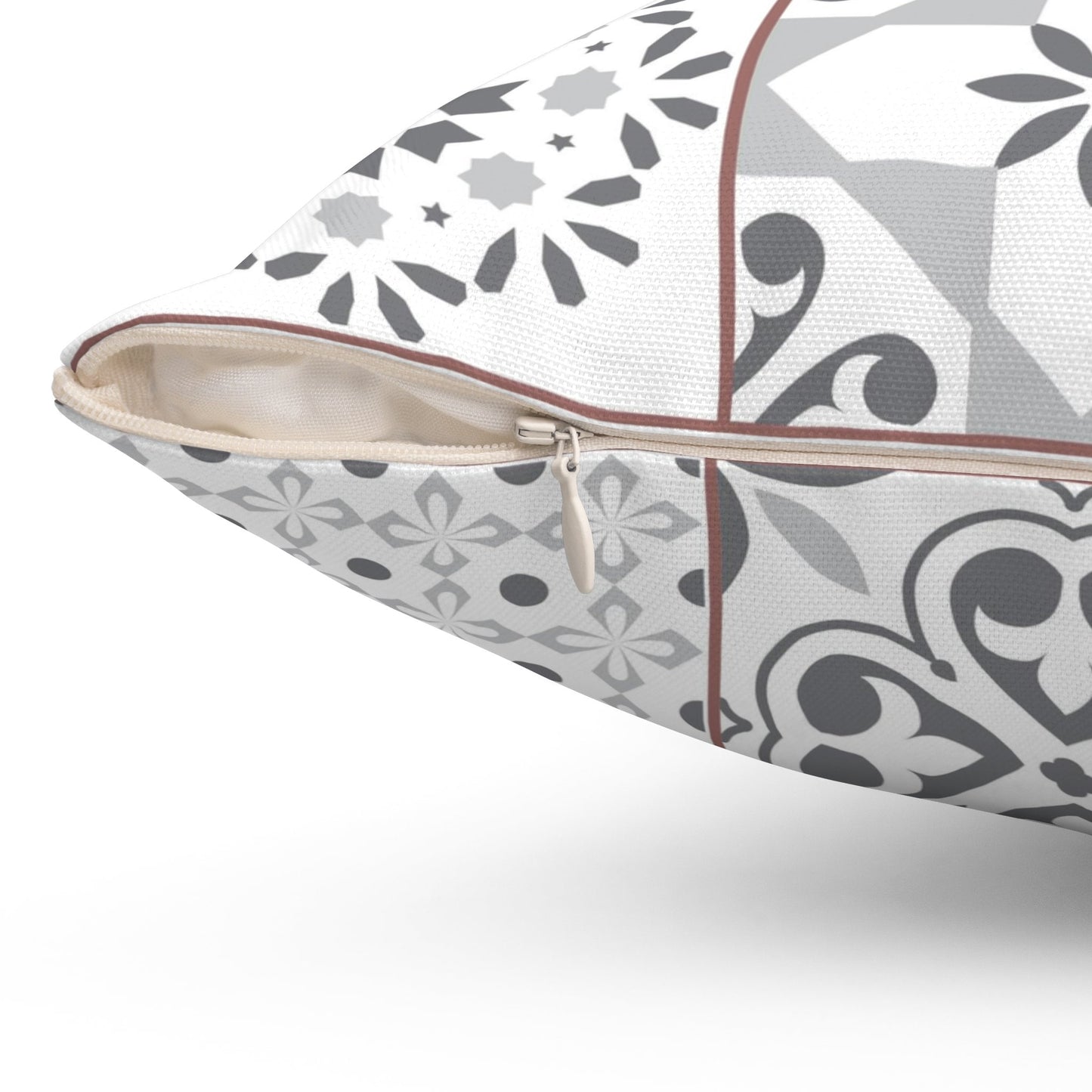Lisbon Tiles Pattern Black and White Pillow, Spun Polyester Square Pillow, Double Sided Printing, Portugal Azulejo Tiles Pillow