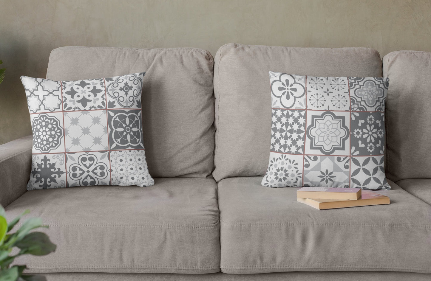 Lisbon Tiles Pattern Black and White Pillow, Spun Polyester Square Pillow, Double Sided Printing, Portugal Azulejo Tiles Pillow