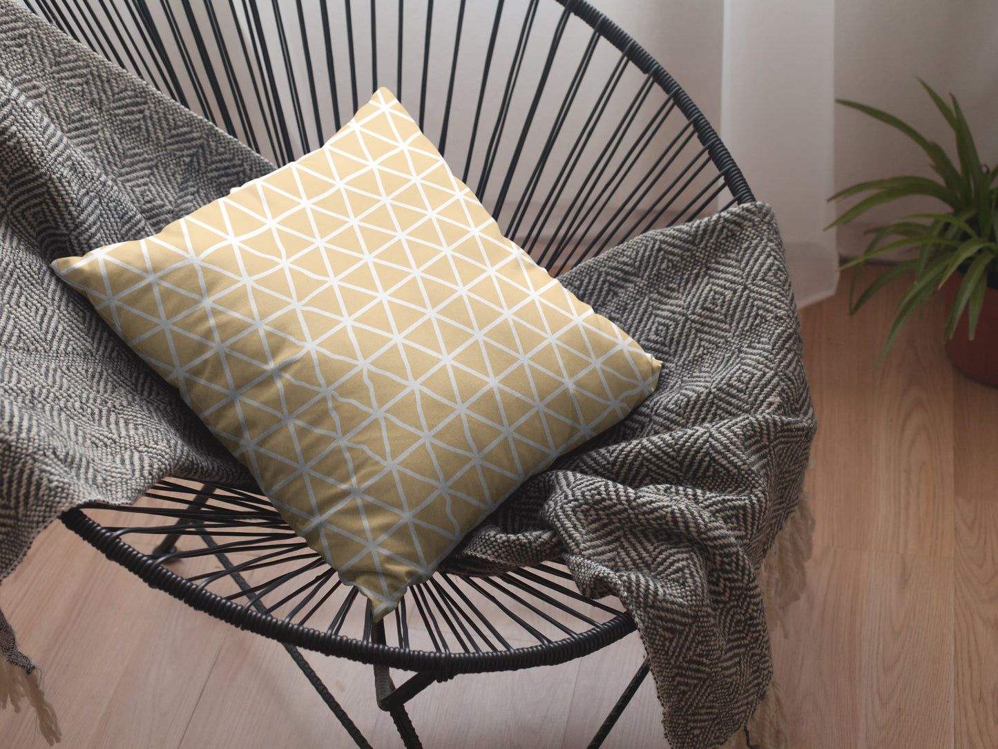 Triangles Pattern Black and White Pillow, Spun Polyester Square Pillow, Geometric Pattern, Double Sided Printing, Decorative Pillow