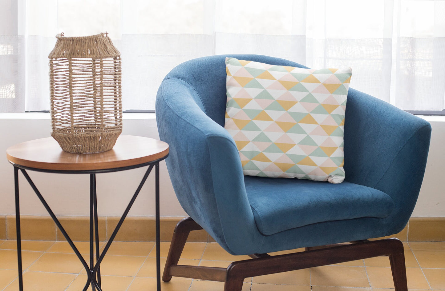 Pastel Colors Pattern Pillow, Geometric Shapes Spun Polyester Square Pillow, Decorative Cushion and Pillow, Double Sided Printing