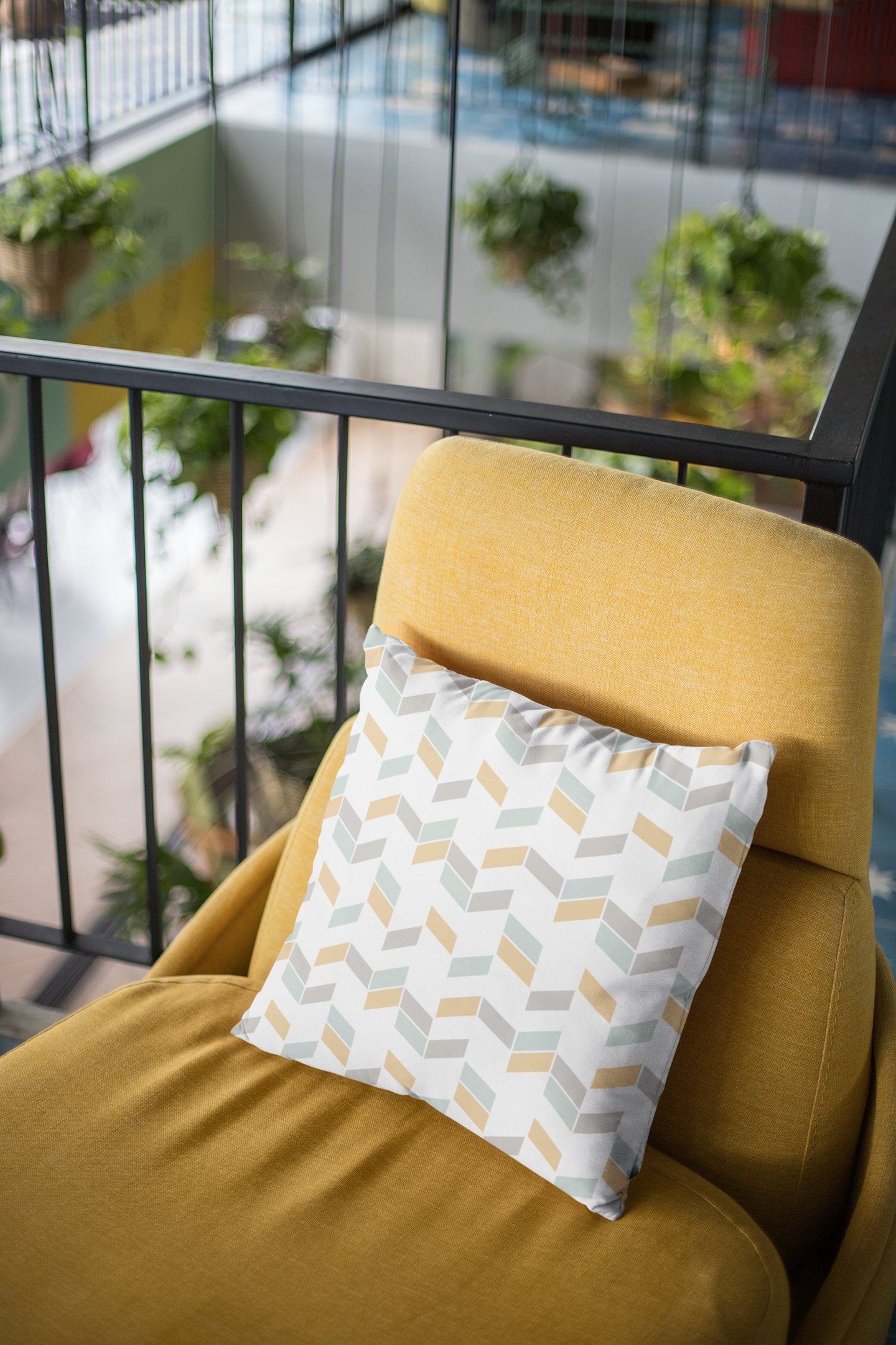 Geometric Pattern Decorative Pillow, Herringbone Pattern Pillow, Spun Polyester Square Pillow, Decorative Pillow, Double Sided Printing
