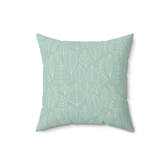 Mint Leaves Pillow, Geometric Leaves Square Pillow, Spun Polyester Pillow, Decorative Cushion and Pillow, Double Sided Printing