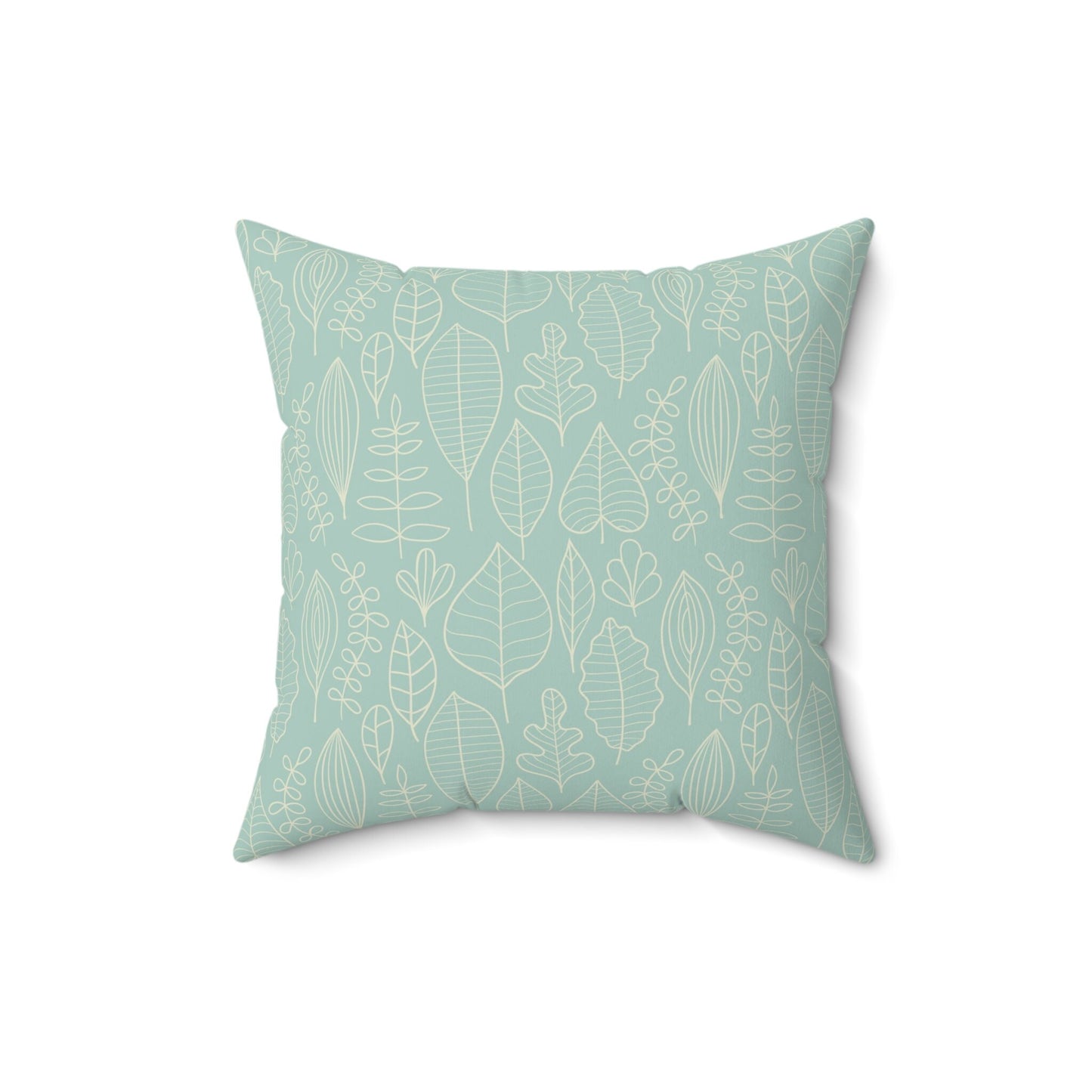 Mint Leaves Pillow, Geometric Leaves Square Pillow, Spun Polyester Pillow, Decorative Cushion and Pillow, Double Sided Printing
