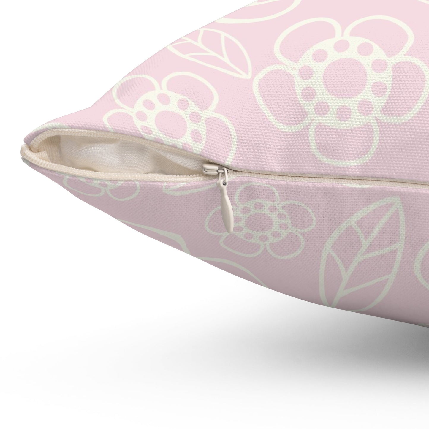 Pink Flowers Pillow, Floral Pattern Pillow, Polyester Square Pillow, Geometric Pattern, Double Sided Printing, Decorative Pillow for Nursery