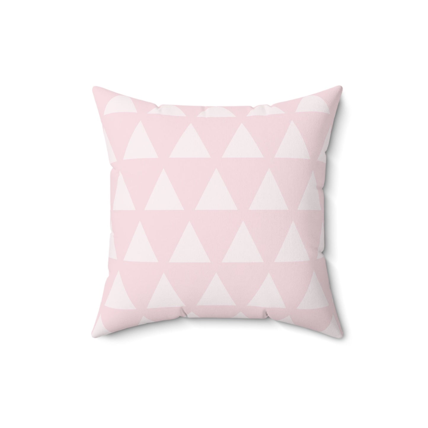 Pink Triangles Pattern Throw Pillow, Decorative Geometric Pattern Pillow, Spun Polyester Square Pillow, Decorative Cushion and Pillow