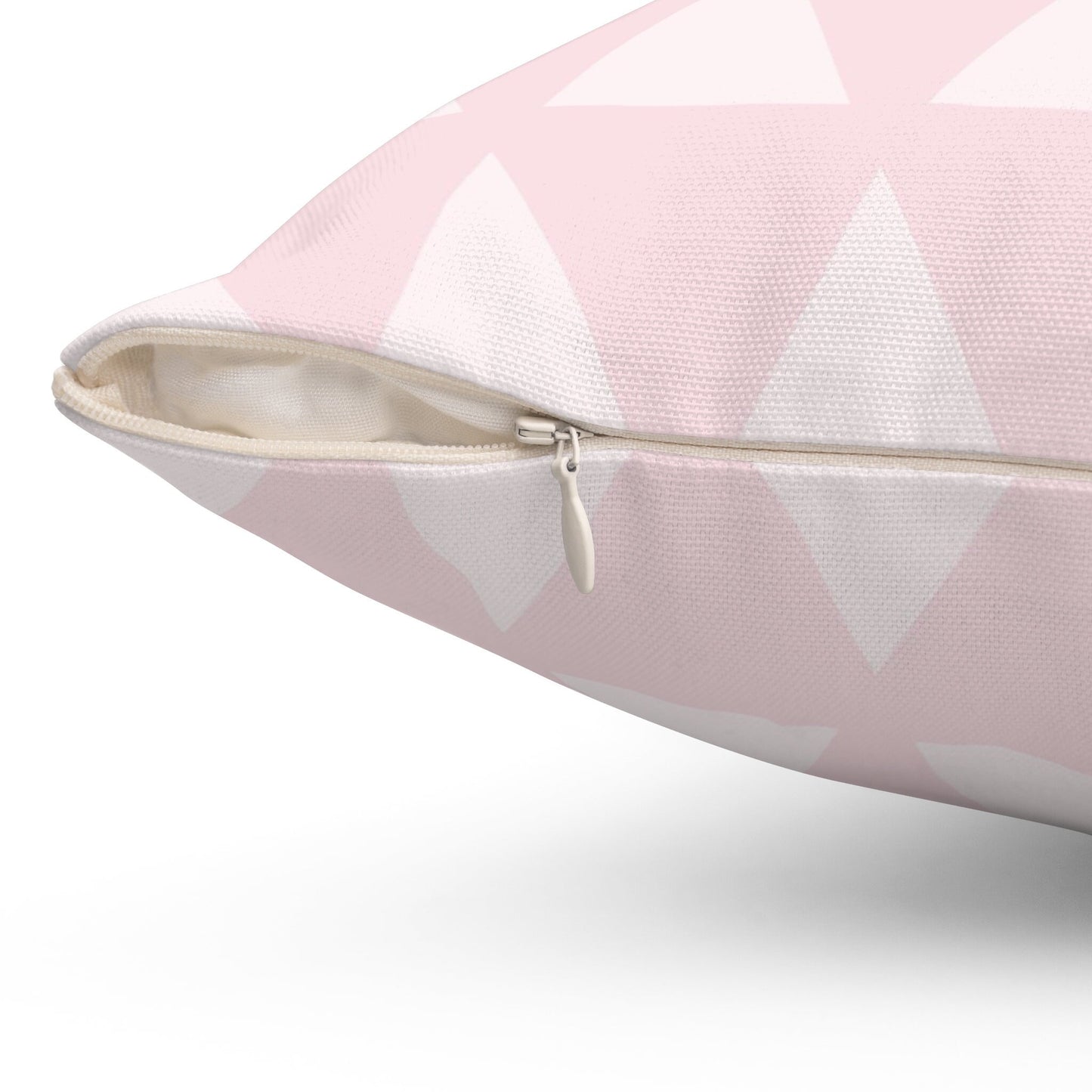 Pink Triangles Pattern Throw Pillow, Decorative Geometric Pattern Pillow, Spun Polyester Square Pillow, Decorative Cushion and Pillow