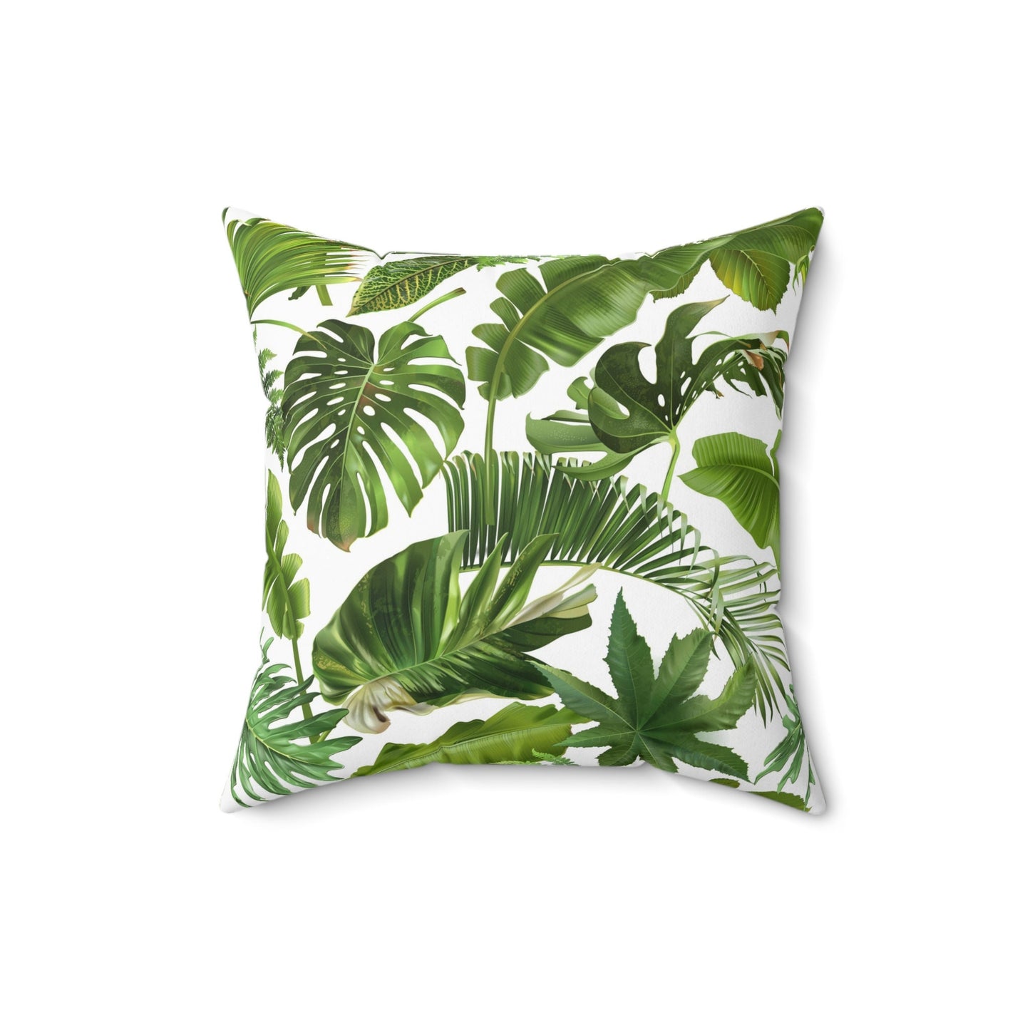 Tropical Leaves Throw Pillow, Polyester Square Pillow, Decorative Pillow, Leaves Pattern Double Sided Printing, Pillow for Home Decor