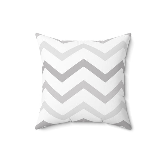 Grey Zigzag Pattern Pillow, Zigzag Geometric Polyester Square Pillow, Decorative Throw Pillow, Double Sided Printing, Pillow and Cover