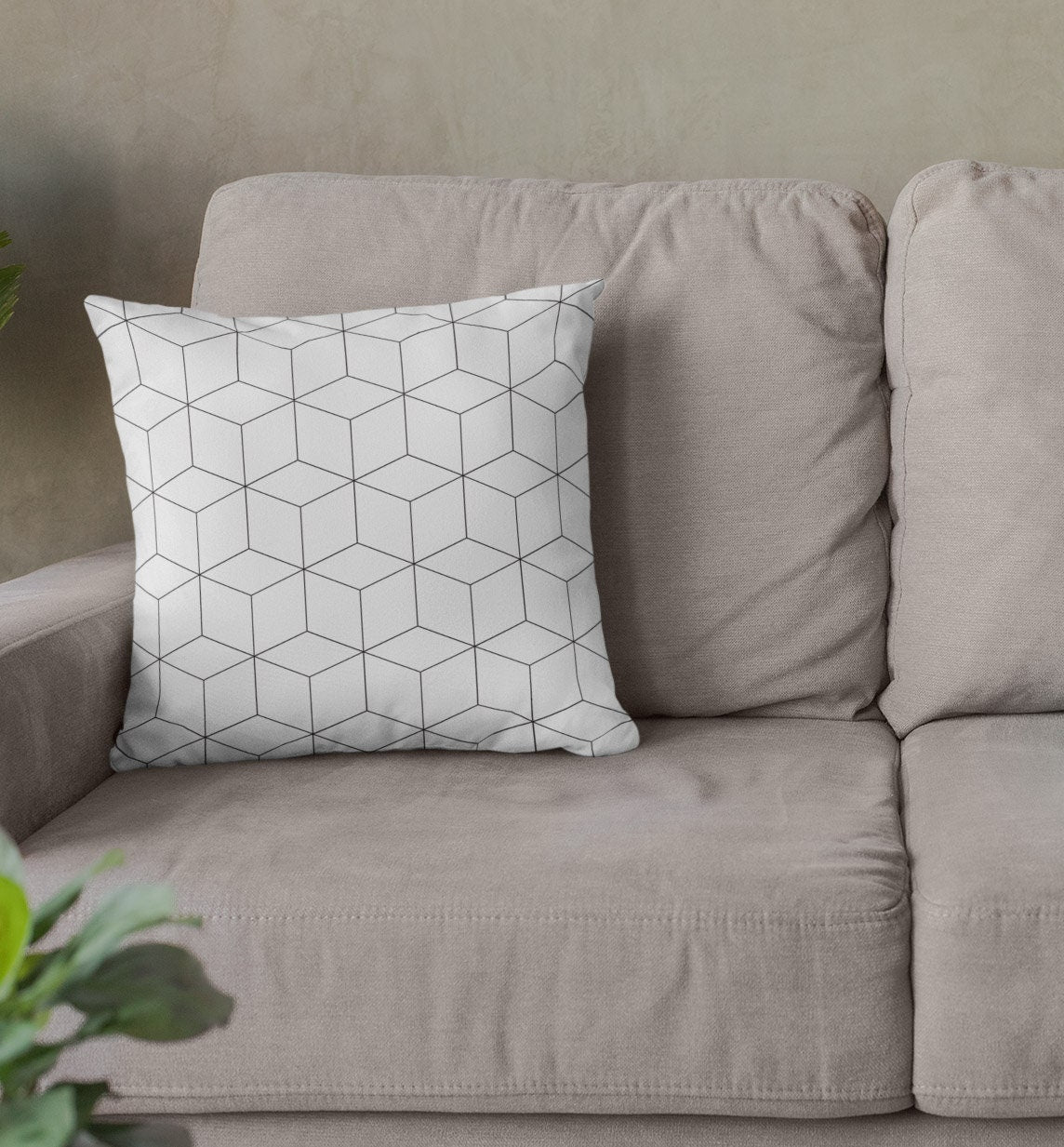 Cubes Pattern Pillow, Lines Pattern Spun Polyester Square Pillow, Decorative Cushion and Pillow for Room Decor, Geometric Pattern