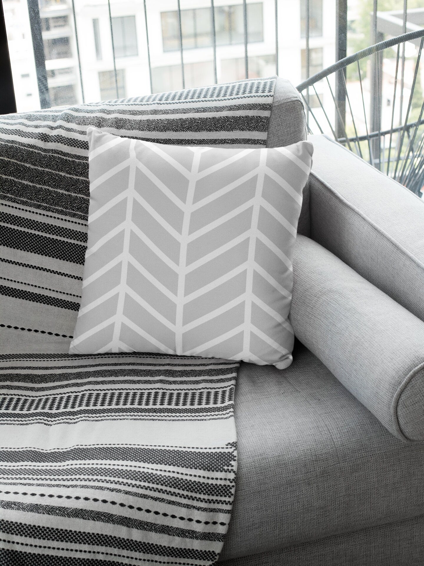 Herringbone Zigzag Pattern Pillow, Geometric Pillow, Spun Polyester Square Pillow, Decorative Cushion and Pillow, Room Decor Pillow
