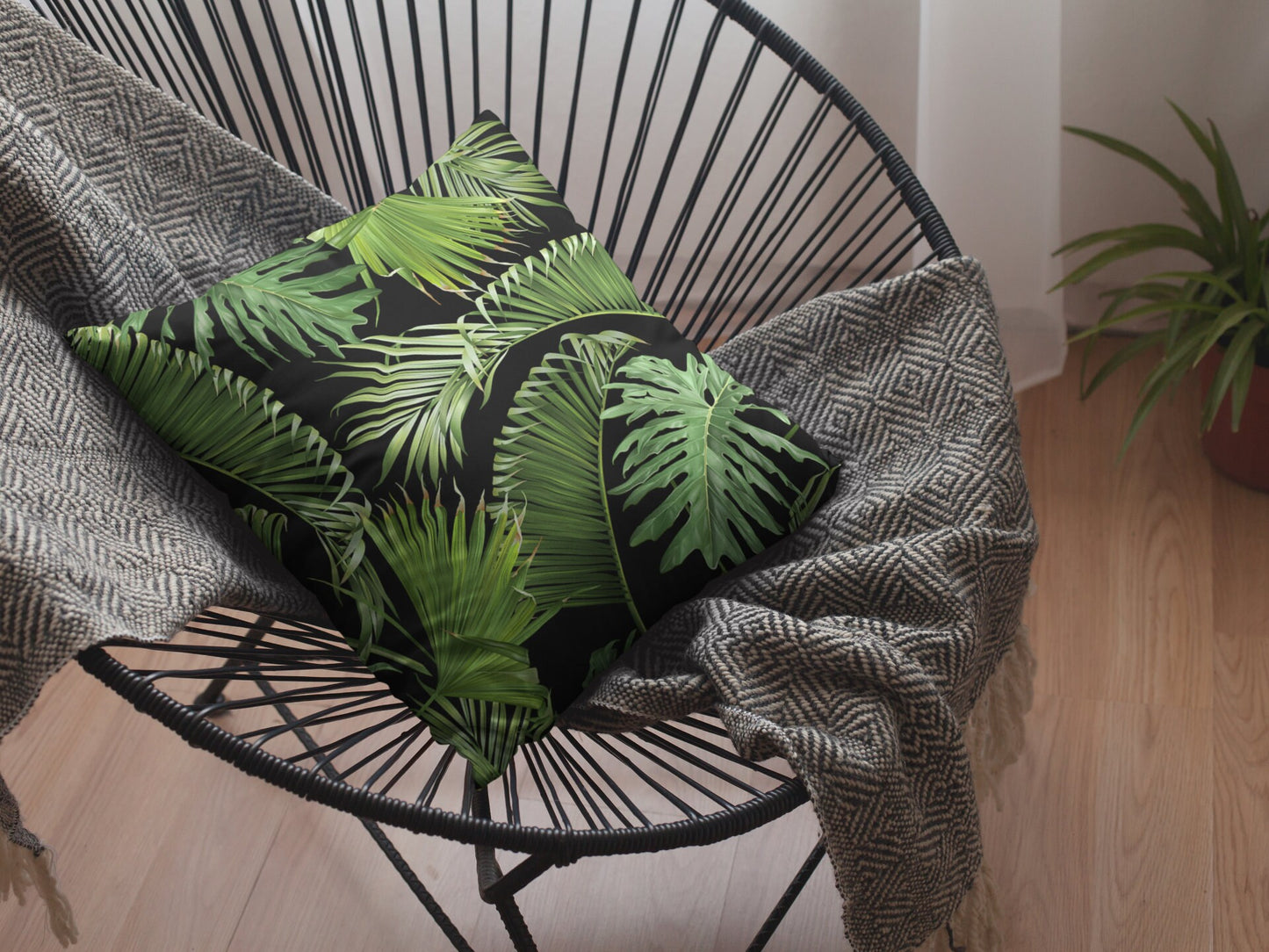 Tropical Leaves Pillow, Palm Tree Leaves Spun Polyester Square Pillow, Decorative Cushion and Pillow, Double Sided Printing