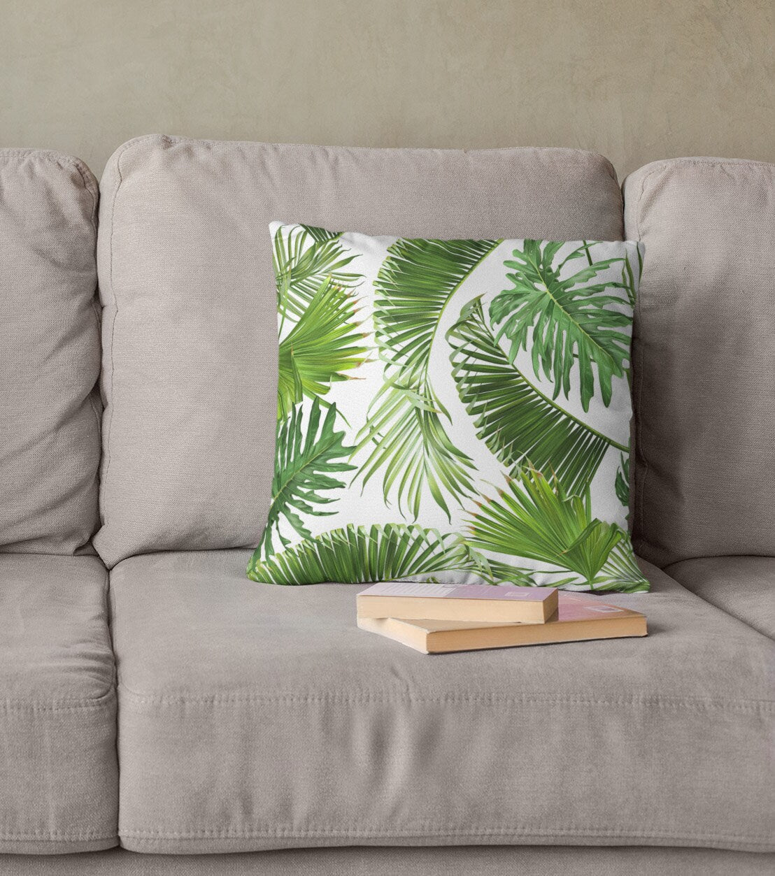 Tropical Leaves Pillow, Leaves Pillow, Polyester Square Pillow, Decorative Cushion and Pillow, Double Sided Printing, Decorative Pillow