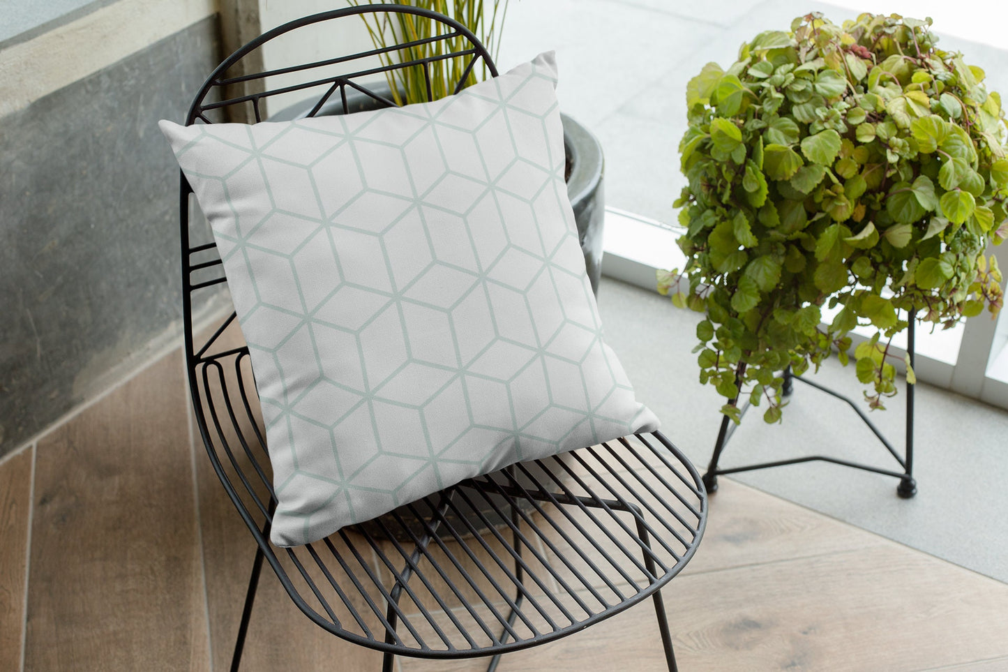 Cubes Pattern Pillow, Cubic Pattern Pillow, Polyester Square Pillow, Geometric Pattern, Double Sided Printing, Decorative Pillow