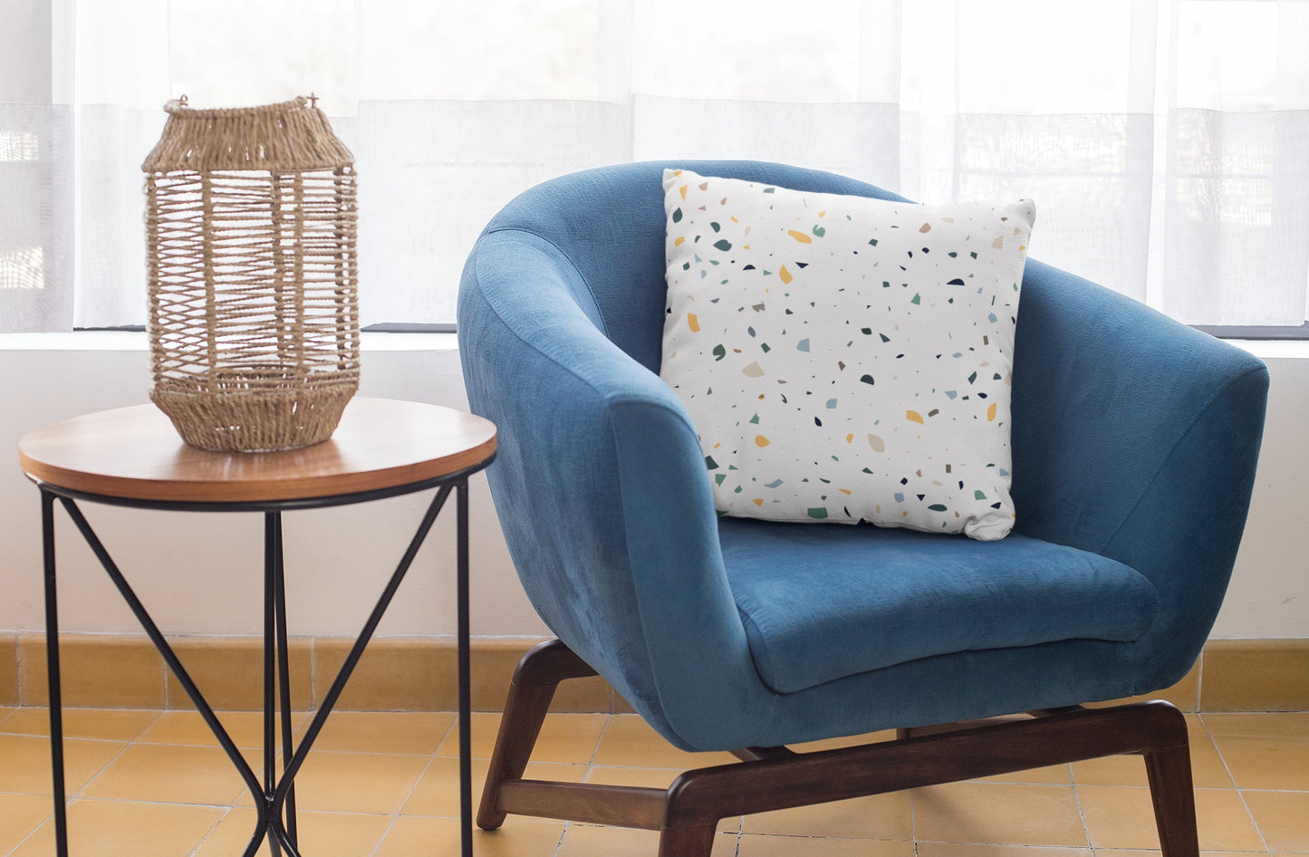 Terrazzo Throw Pillow, Polyester Square Pillow, Decorative Pillow, Terrazzo Stones Pattern Double Sided Printing, Decorative Pillow