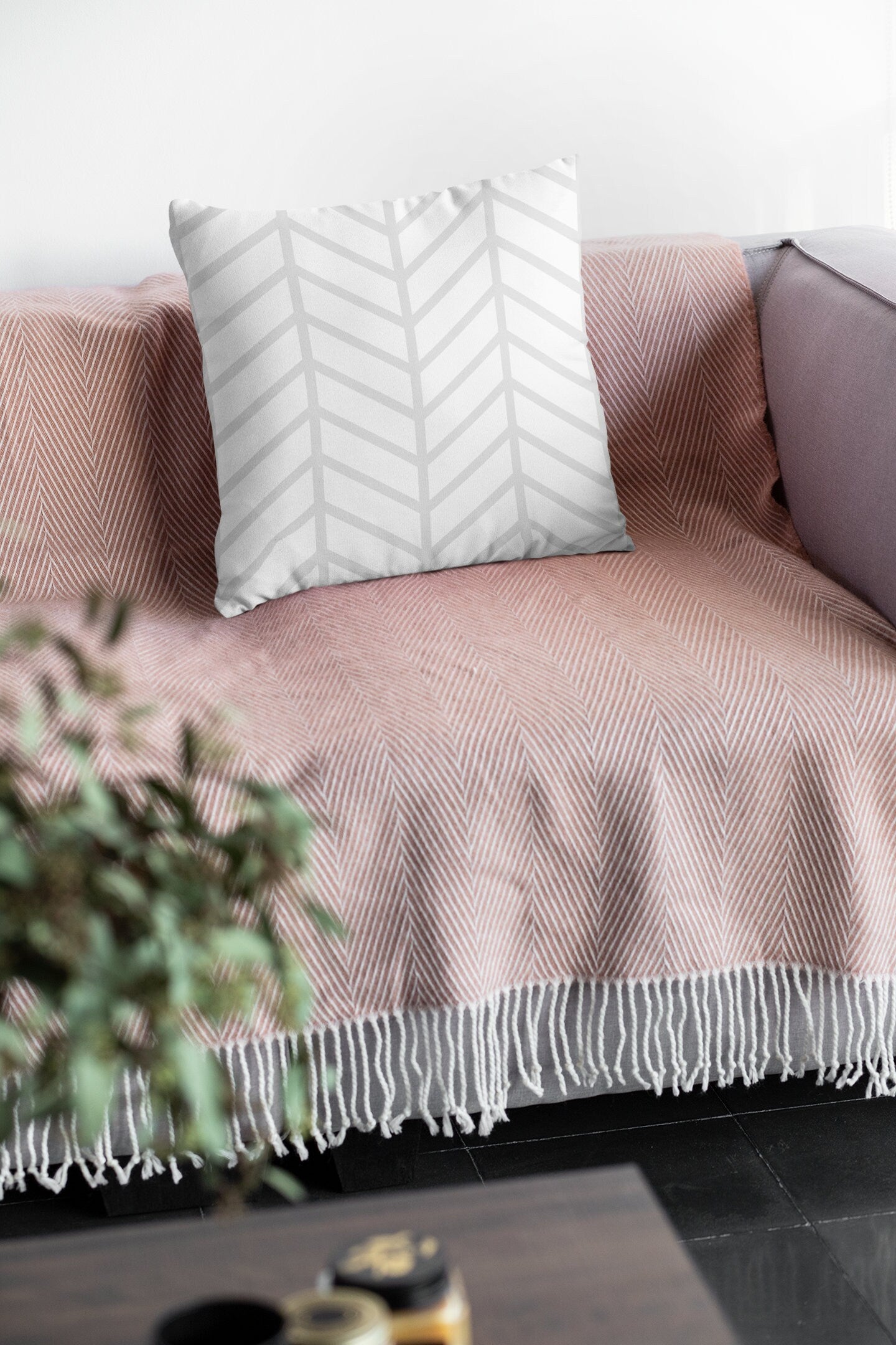 Herringbone Pillow, Fishbone Decorative Pillow, Spun Polyester Square Pillow, Decorative Cushion and Pillow, Double Sided Printing