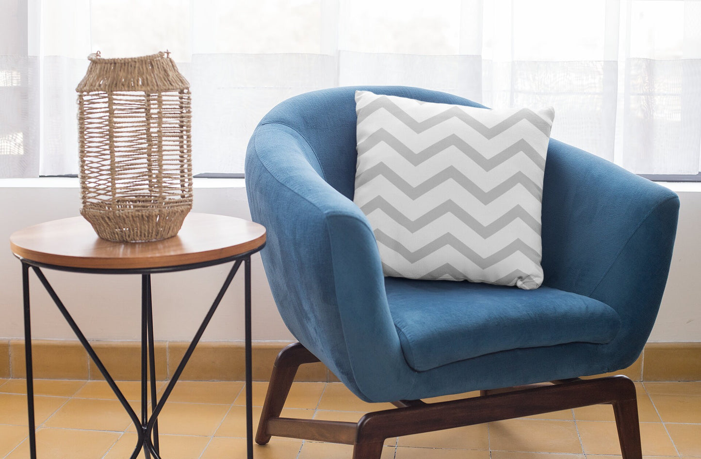 Grey Zigzag Pillow, Geometric Decorative Pillow, Spun Polyester Square Pillow, Cushion and Pillow, Double Sided Printing