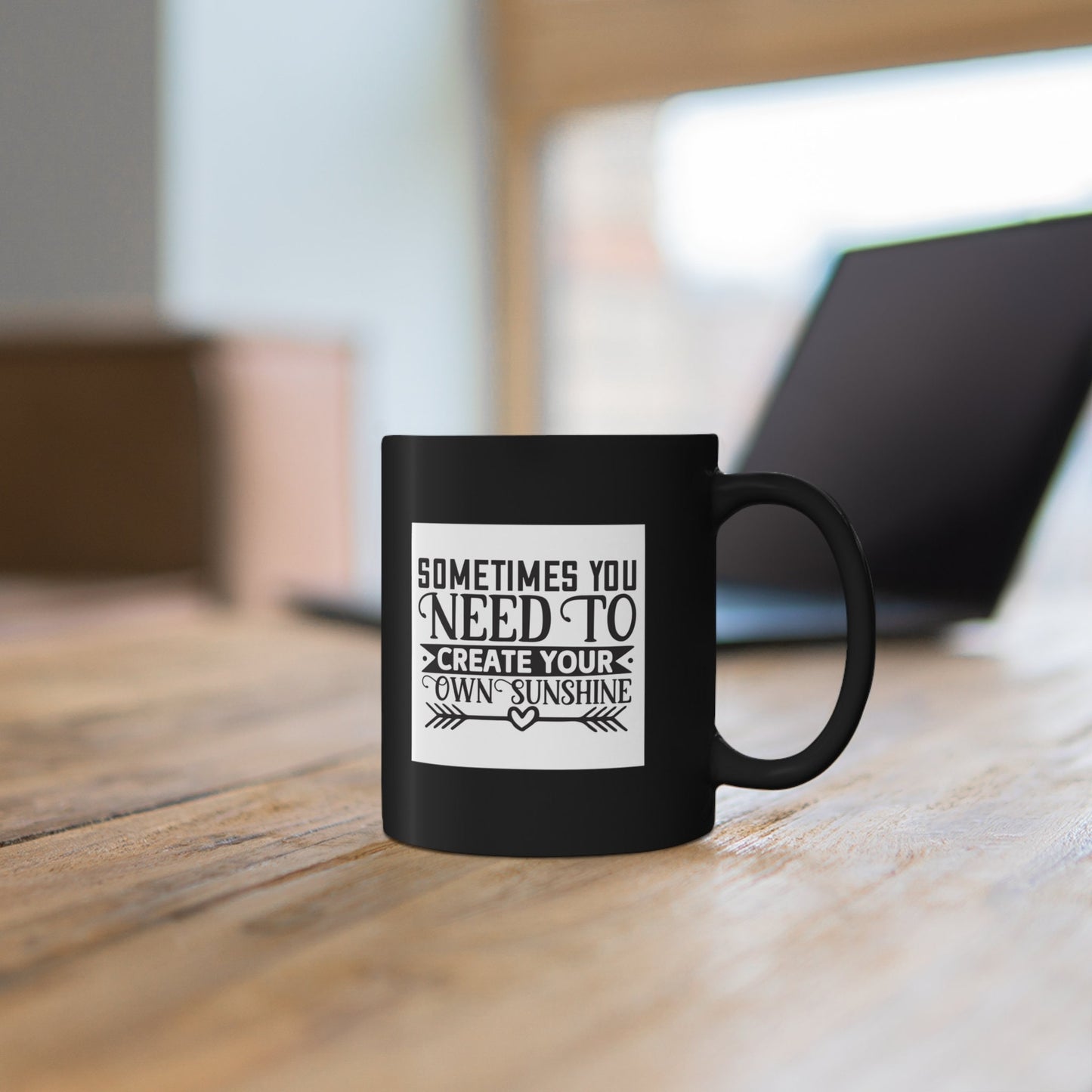 Tasse à café en céramique noire avec citation, tasse inspirante, tasse cadeau, tasse de motivation, parfois vous devez créer votre propre soleil