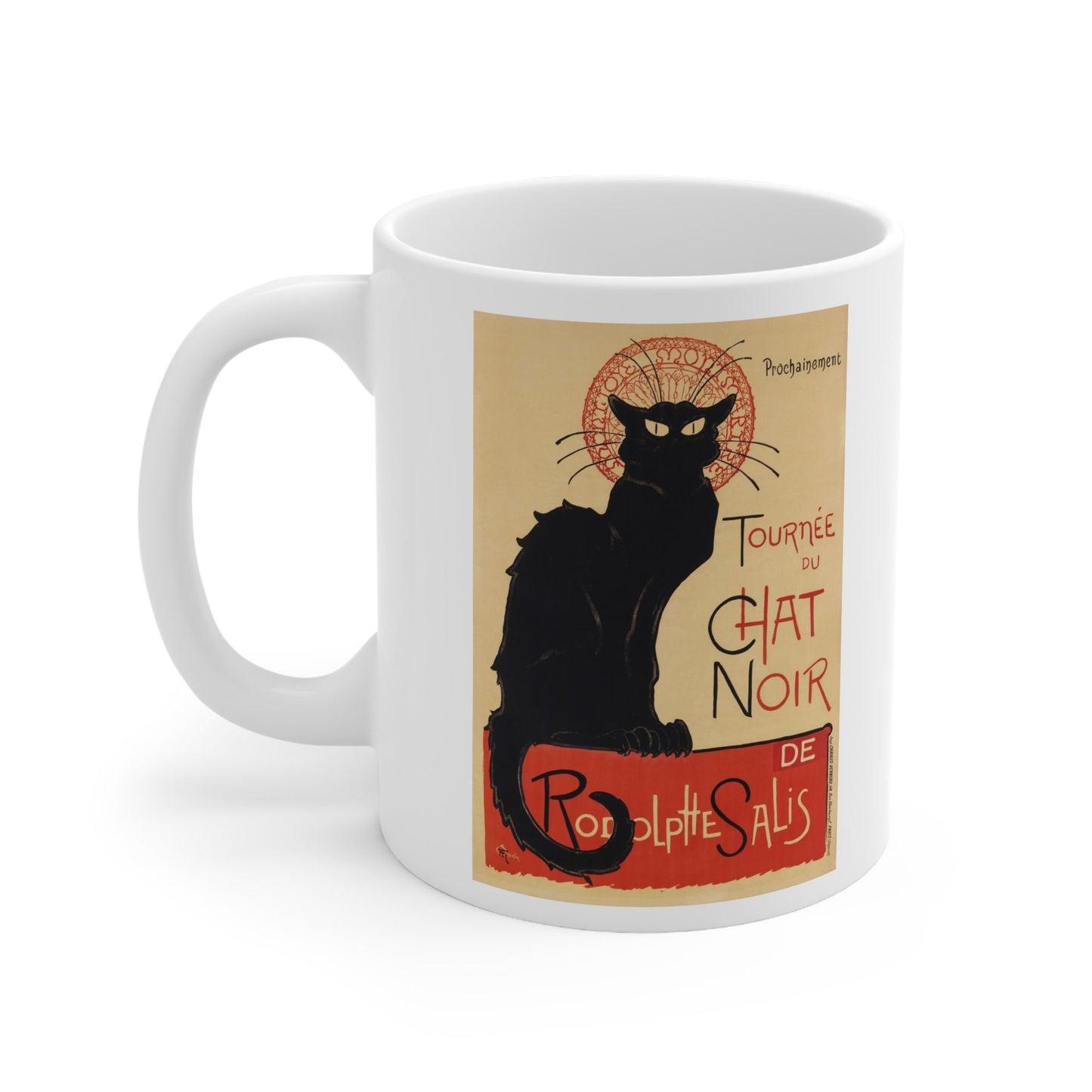 Tourne du Chat Noir by Thophile Alexandre Steinlen Mug, Painting Art Mug, White Ceramic Coffee Mug 11oz, Birthday Gift