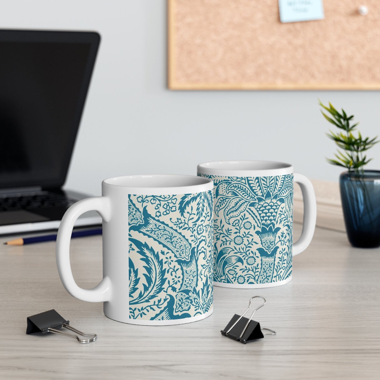 William Morris's Indian Pattern Mug, Birthday Gift Mug, White Ceramic Coffee Mug 11oz, Fine Art Mug Cup