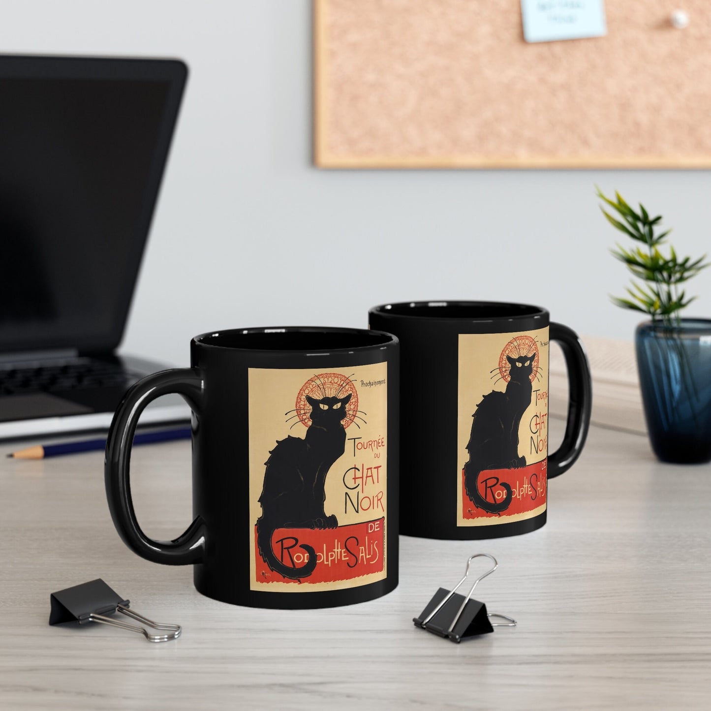 Tourne du Chat Noir by Thophile Alexandre Steinlen Black Ceramic Mug, Fine Art Mug, Ceramic Coffee Mug 11oz, Birthday Gift