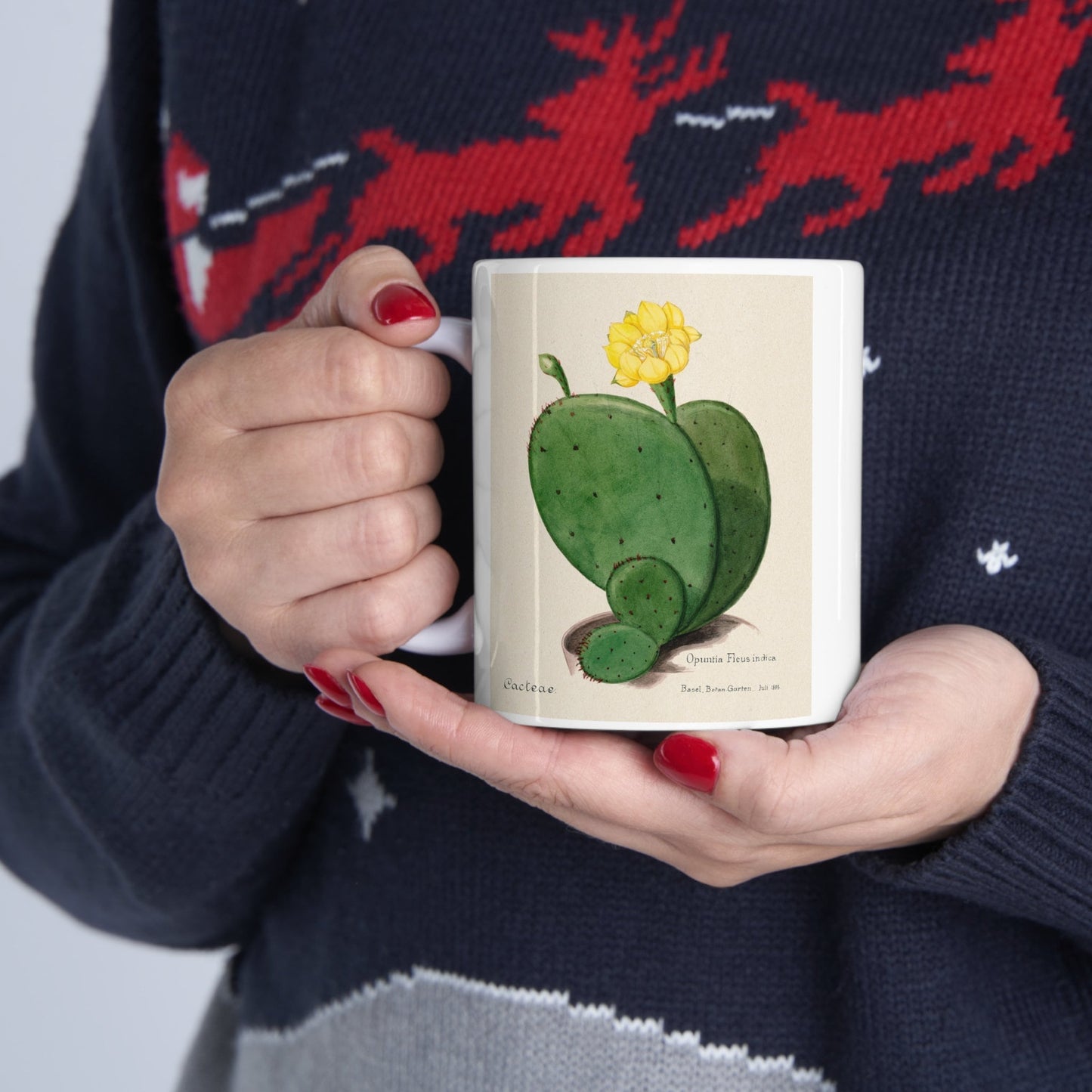Cactus Mug, Mug with Cactus, Birthday Gift Mug, White Ceramic Coffee Mug 11oz, Fine Art Mug, Cactus Cup for Coffee Tea, Familie Der Cacteen