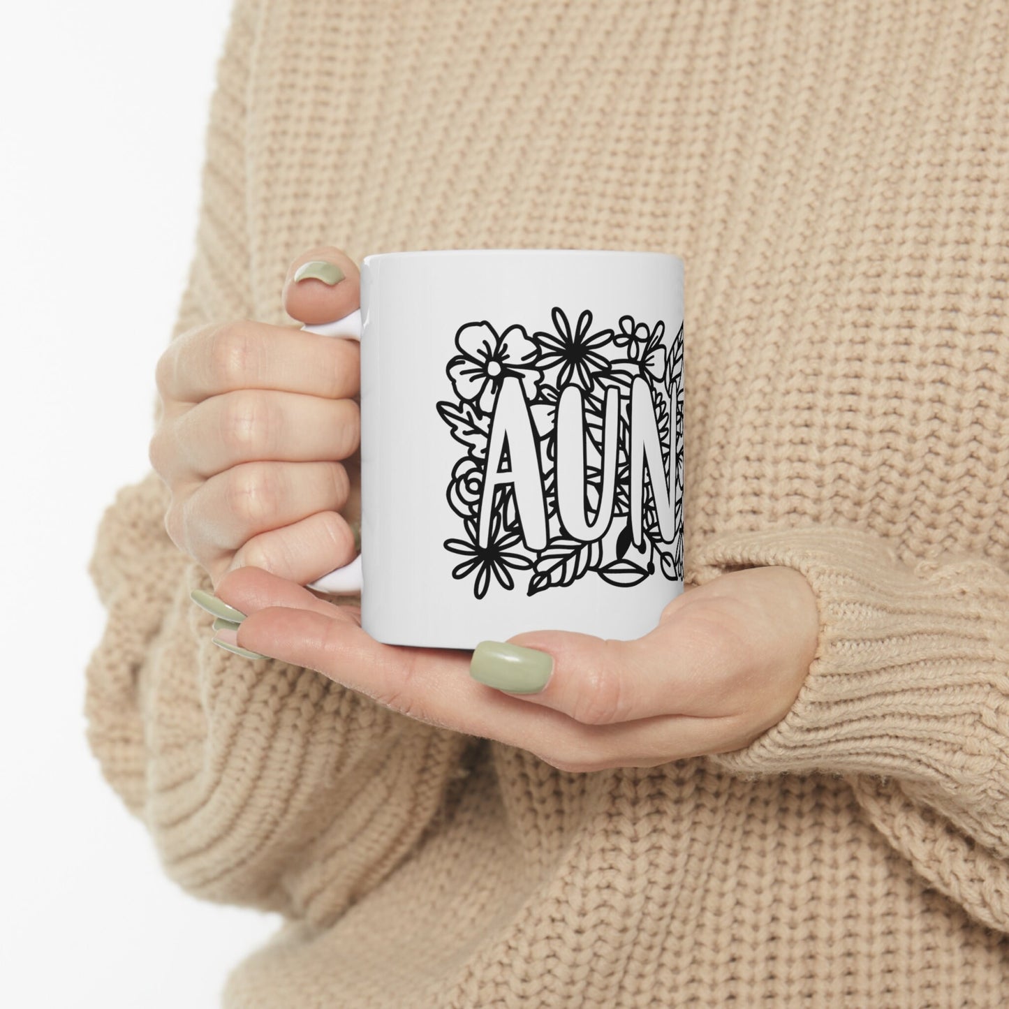 Auntie Gift Mug for Aunts, Auntie Flower Mug, Funny Mug, Gift Coffee Mug, Coffee Quotes Mug, Cup for Coffee, Ceramic Coffee Mug