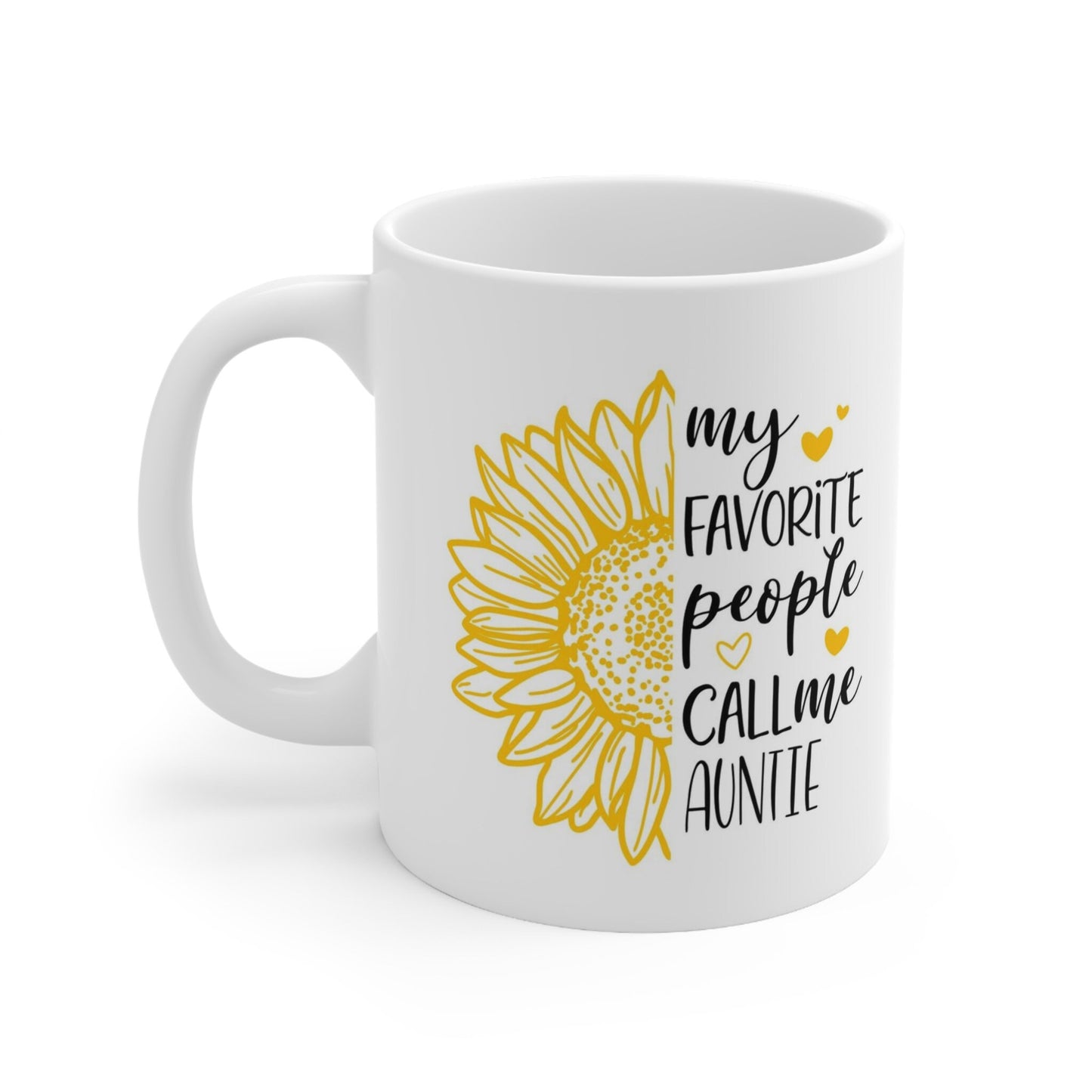 Gift Mug for Aunts, Auntie Sunflower Mug, Funny Mug, Gift Coffee Mug, Coffee Quotes Mug, Cup for Coffee, White Ceramic Coffee Mug