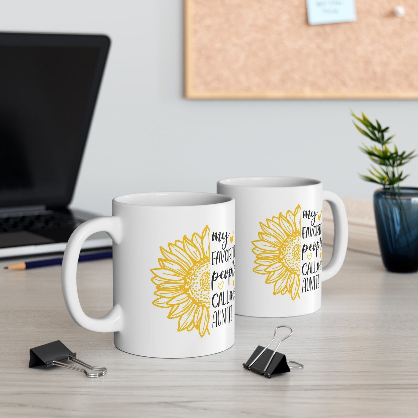 Gift Mug for Aunts, Auntie Sunflower Mug, Funny Mug, Gift Coffee Mug, Coffee Quotes Mug, Cup for Coffee, White Ceramic Coffee Mug