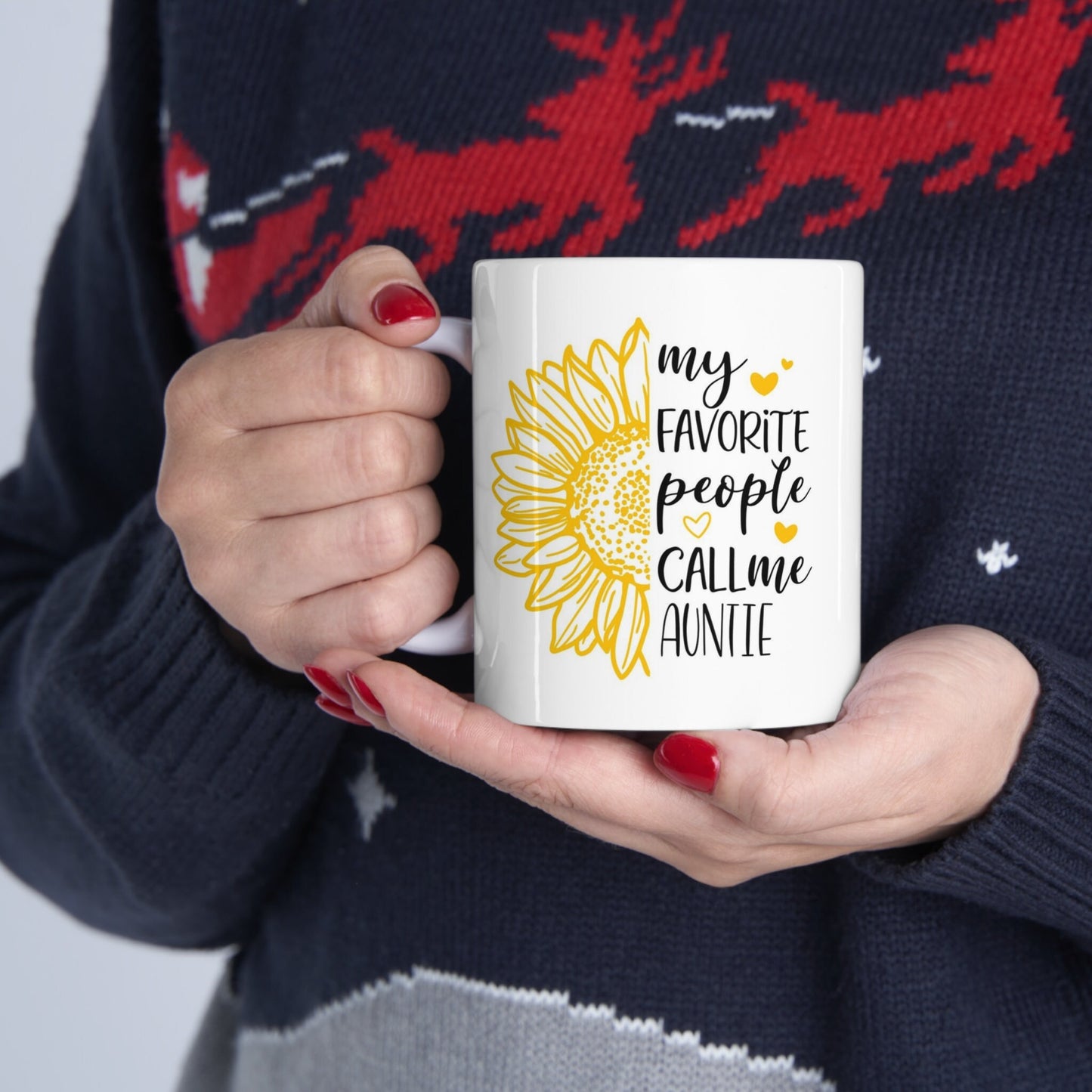 Gift Mug for Aunts, Auntie Sunflower Mug, Funny Mug, Gift Coffee Mug, Coffee Quotes Mug, Cup for Coffee, White Ceramic Coffee Mug