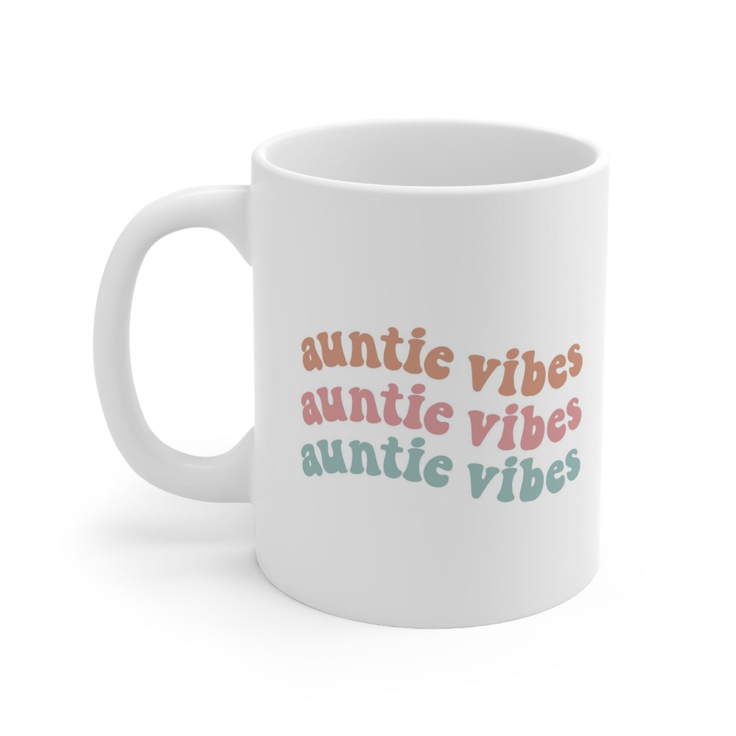 Auntie Vibes Wave Gift Mug, Auntie Mug, Funny Mug, Gift Coffee Mug, Coffee Quotes Mug, Cup for Coffee, Ceramic Coffee Mug 11 oz