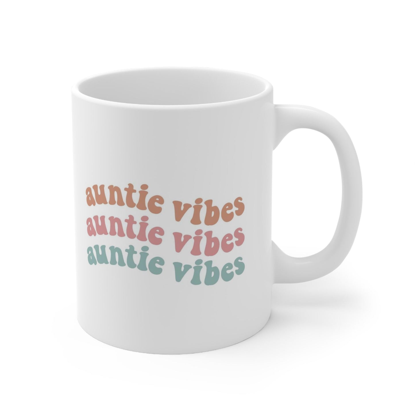 Auntie Vibes Wave Gift Mug, Auntie Mug, Funny Mug, Gift Coffee Mug, Coffee Quotes Mug, Cup for Coffee, Ceramic Coffee Mug 11 oz
