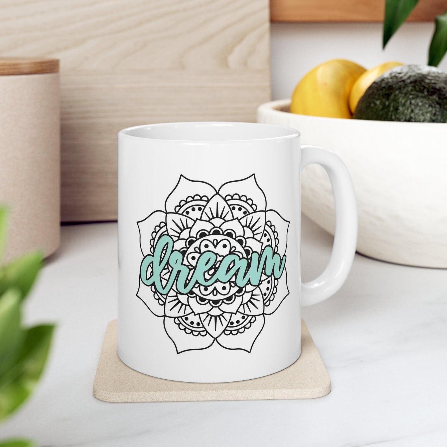 Tasse Mandala de rêve, tasse à café cadeau, tasse inspirante, tasse à citations de café, tasse à café ou à thé, tasse à café en céramique 11 oz