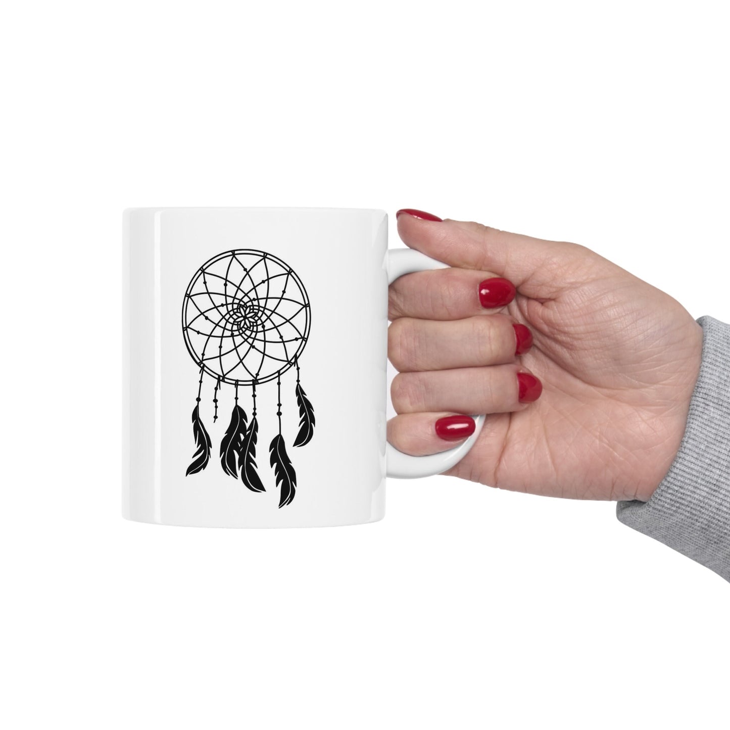 Dreamcatcher Mug, Boho Mug, Birthday Gift Mug, Inspirational Mug, White Ceramic Coffee Mug 11oz, Customized Mug, Cup Mug for Tea or Coffee