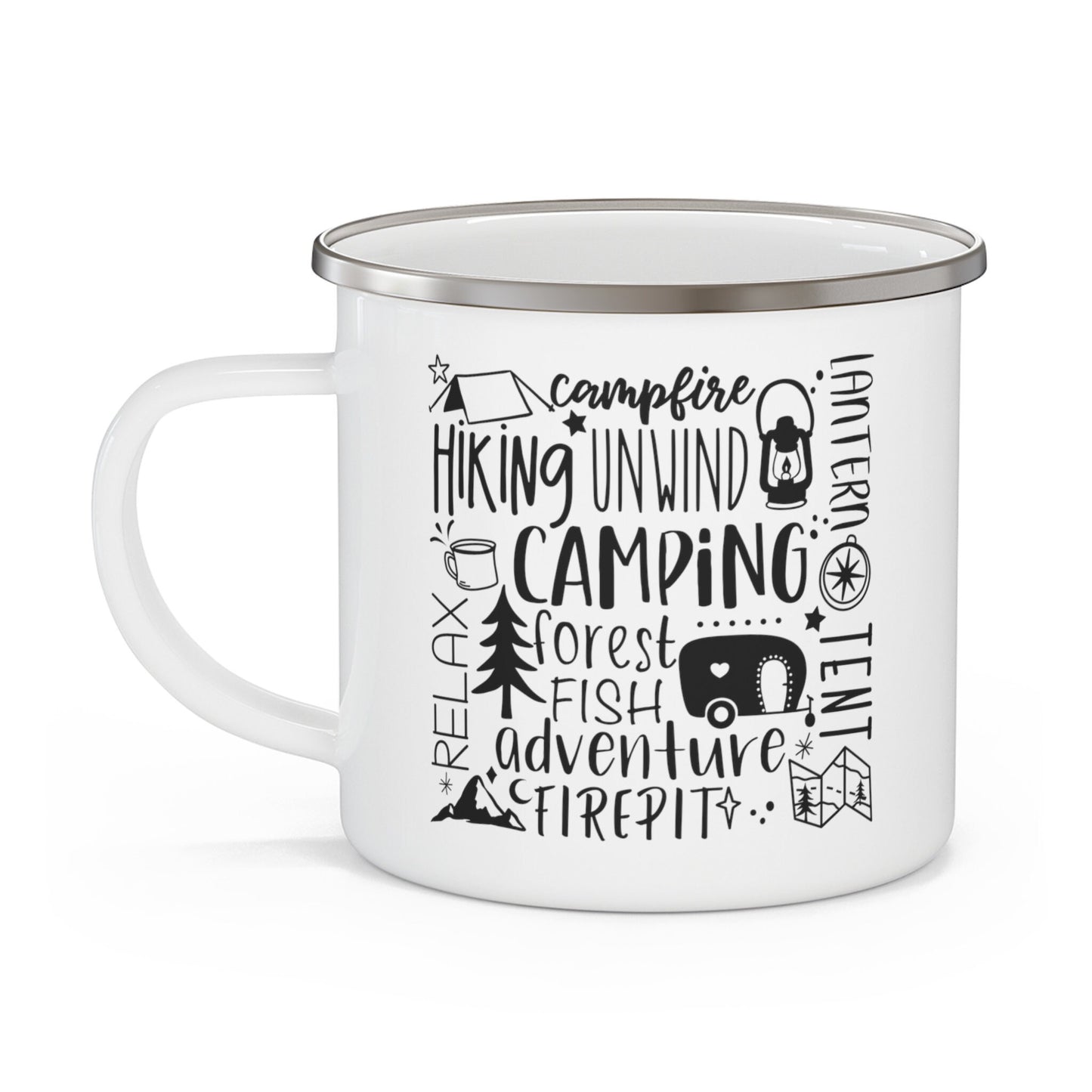 Camping Subway Enamel Camping Mug, Gift Mug, Inspirational Camping Mug, Mug with Camping Quotes, Stainless Steel Camping Mug 12oz