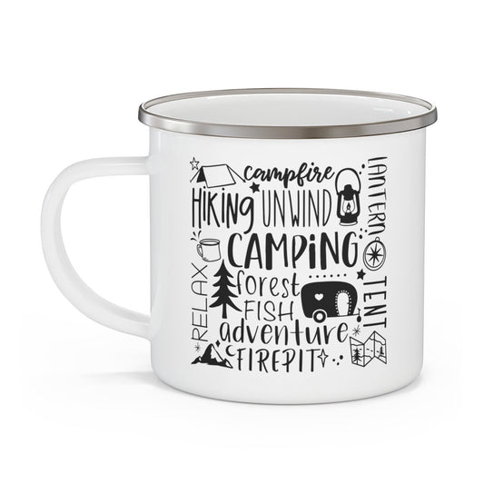 Camping Subway Enamel Camping Mug, Gift Mug, Inspirational Camping Mug, Mug with Camping Quotes, Stainless Steel Camping Mug 12oz